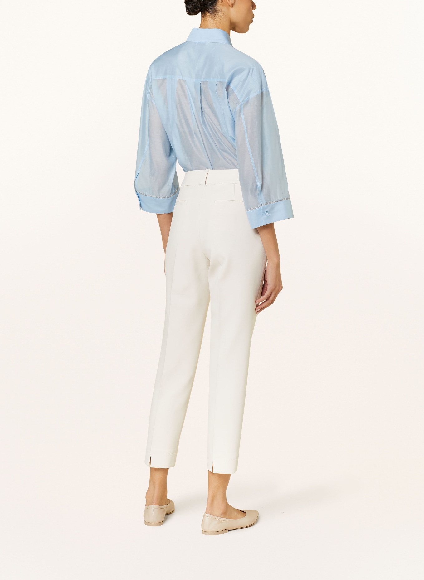 PESERICO Shirt blouse with silk and 3/4 sleeves, Color: LIGHT BLUE (Image 3)