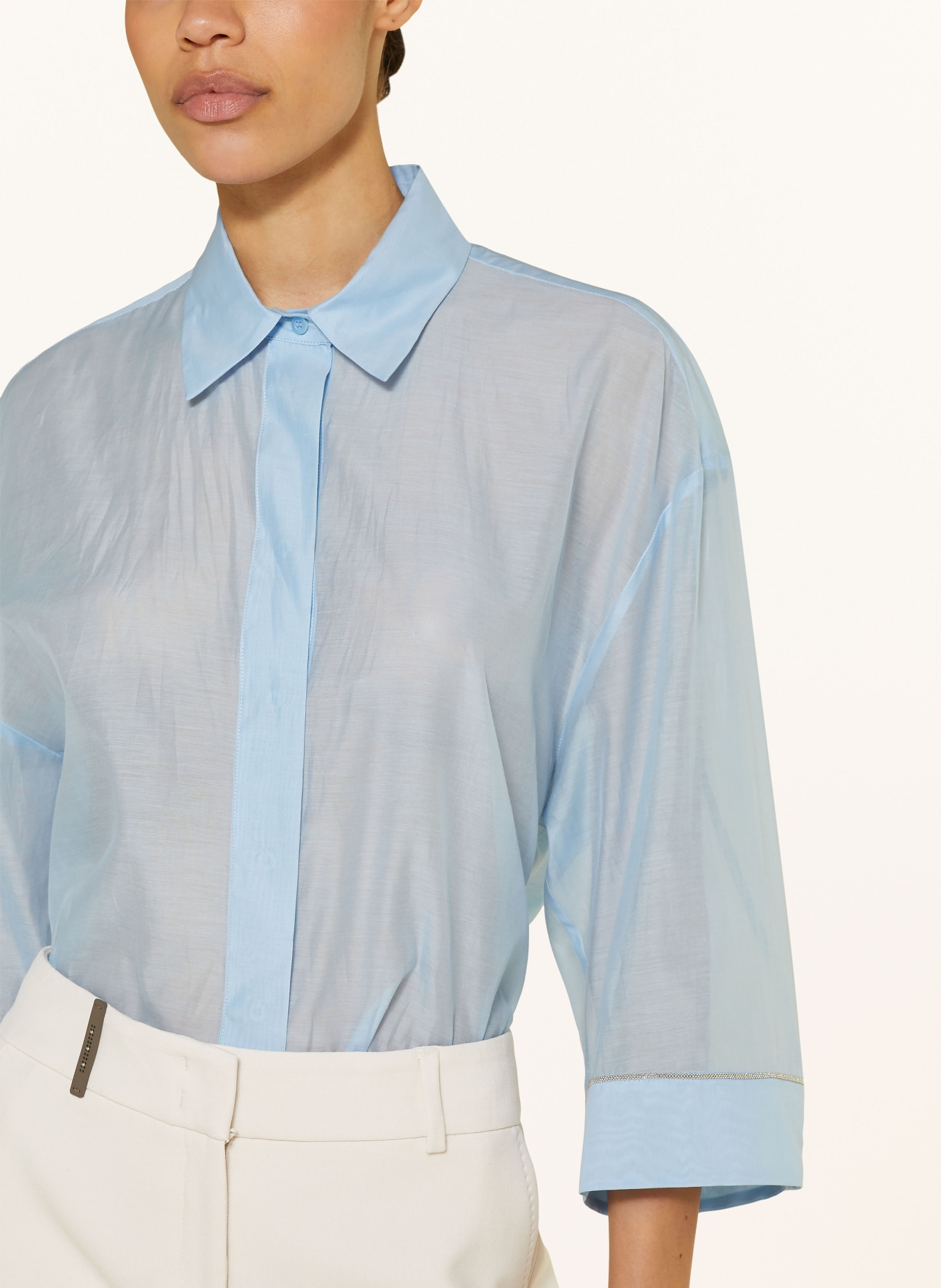 PESERICO Shirt blouse with silk and 3/4 sleeves, Color: LIGHT BLUE (Image 4)