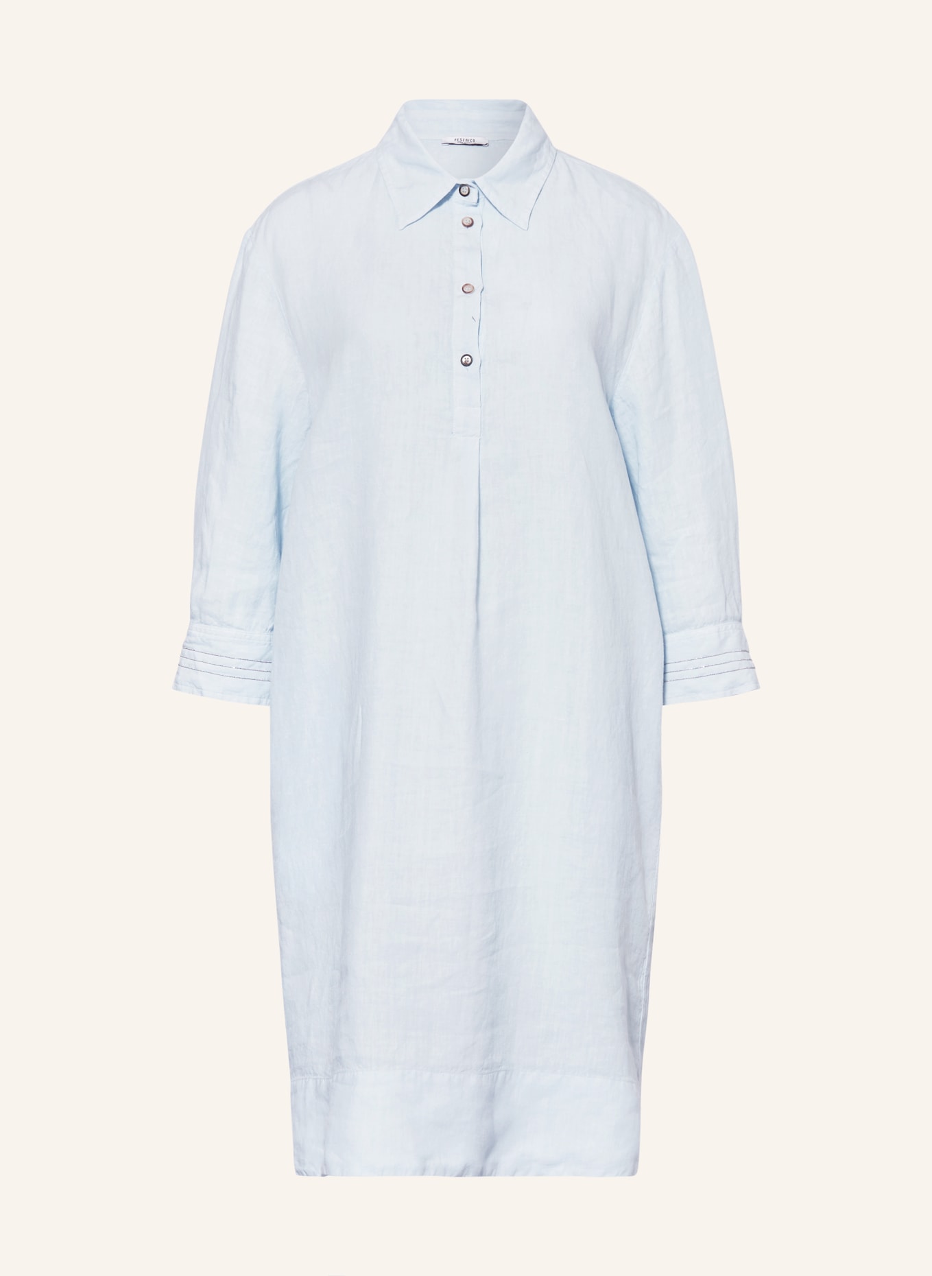 PESERICO Linen dress with 3/4 sleeves, Color: LIGHT BLUE (Image 1)