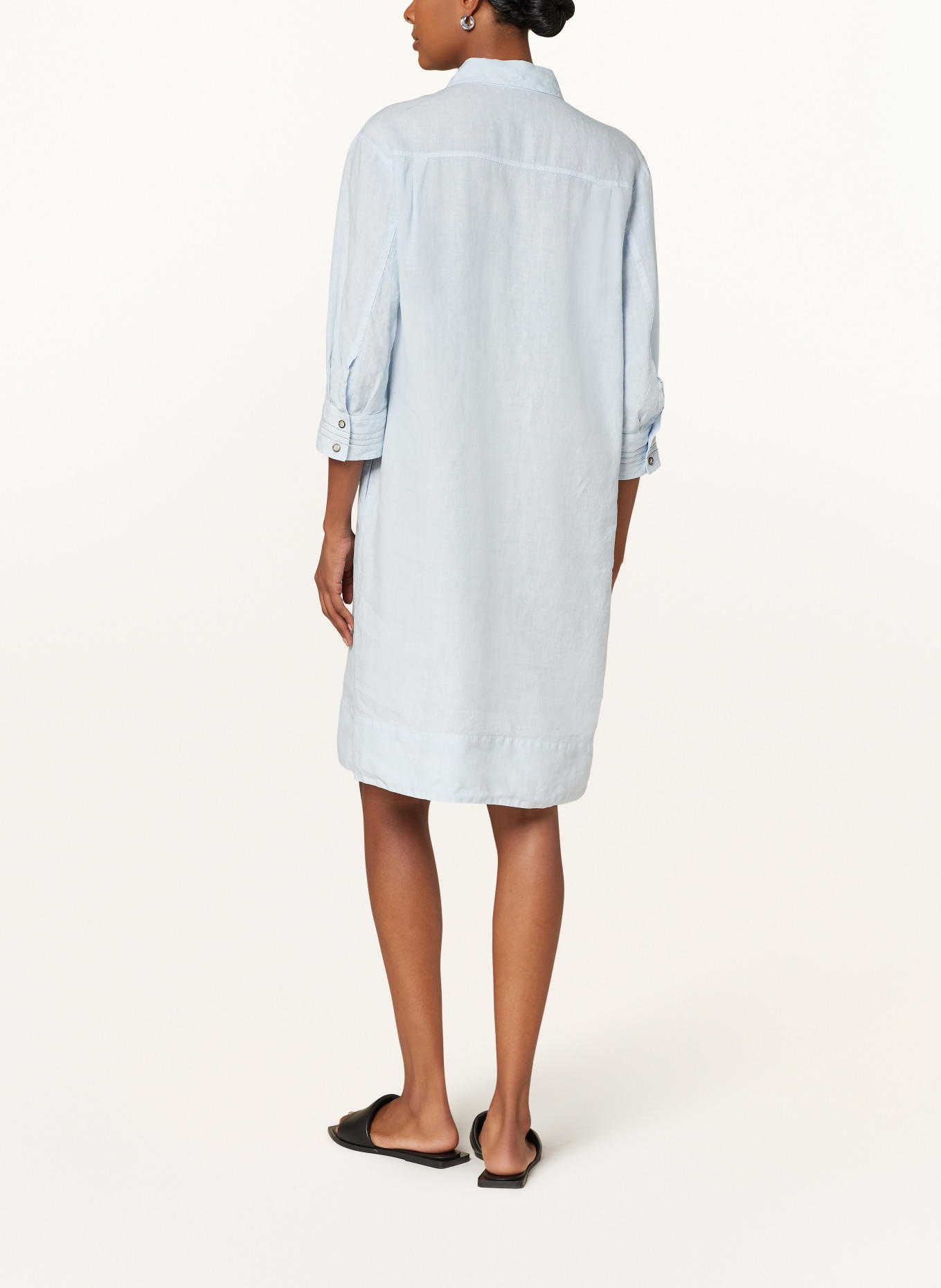 PESERICO Linen dress with 3/4 sleeves, Color: LIGHT BLUE (Image 3)