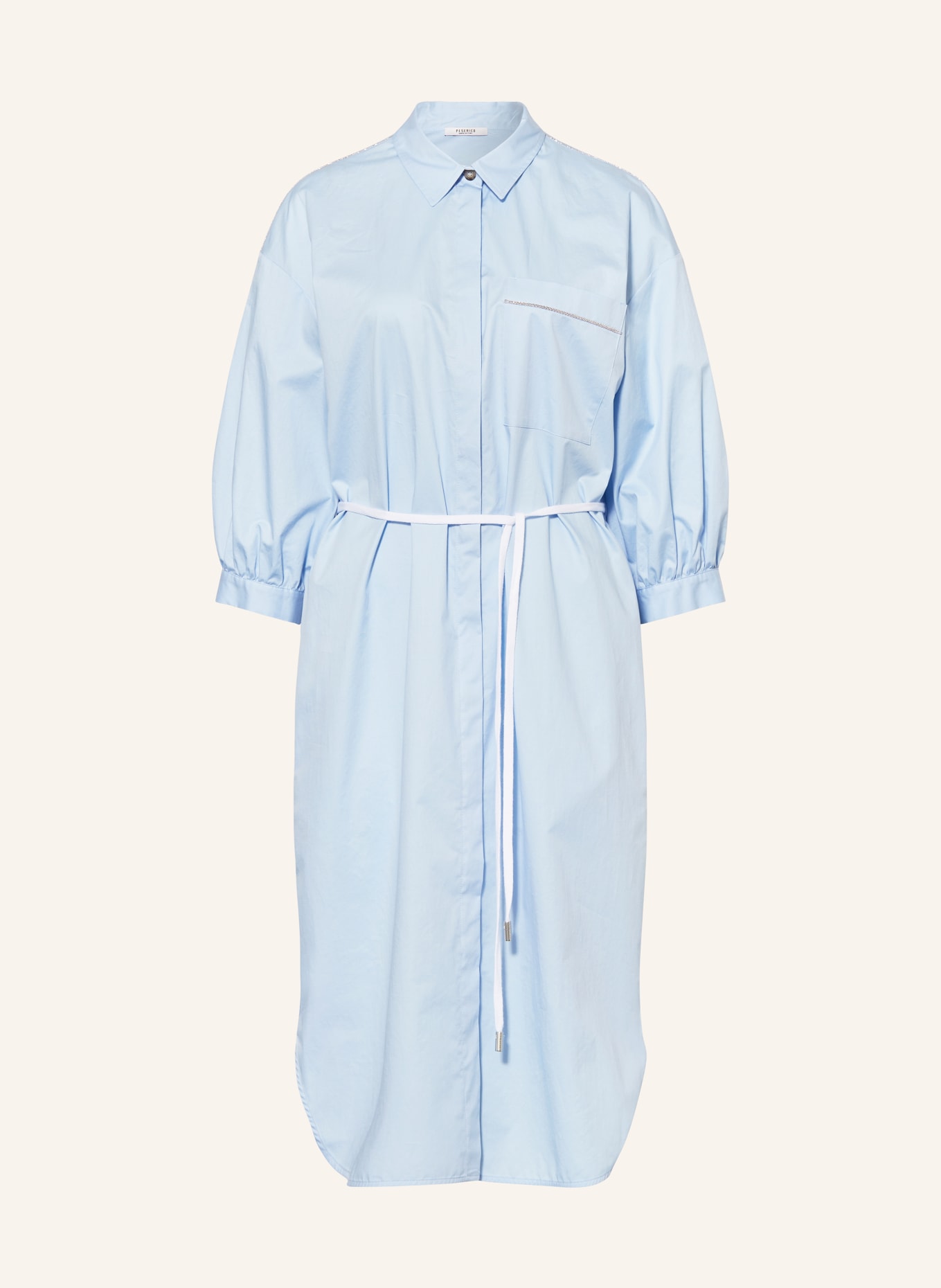 PESERICO Shirt dress with 3/4 sleeves, Color: LIGHT BLUE (Image 1)