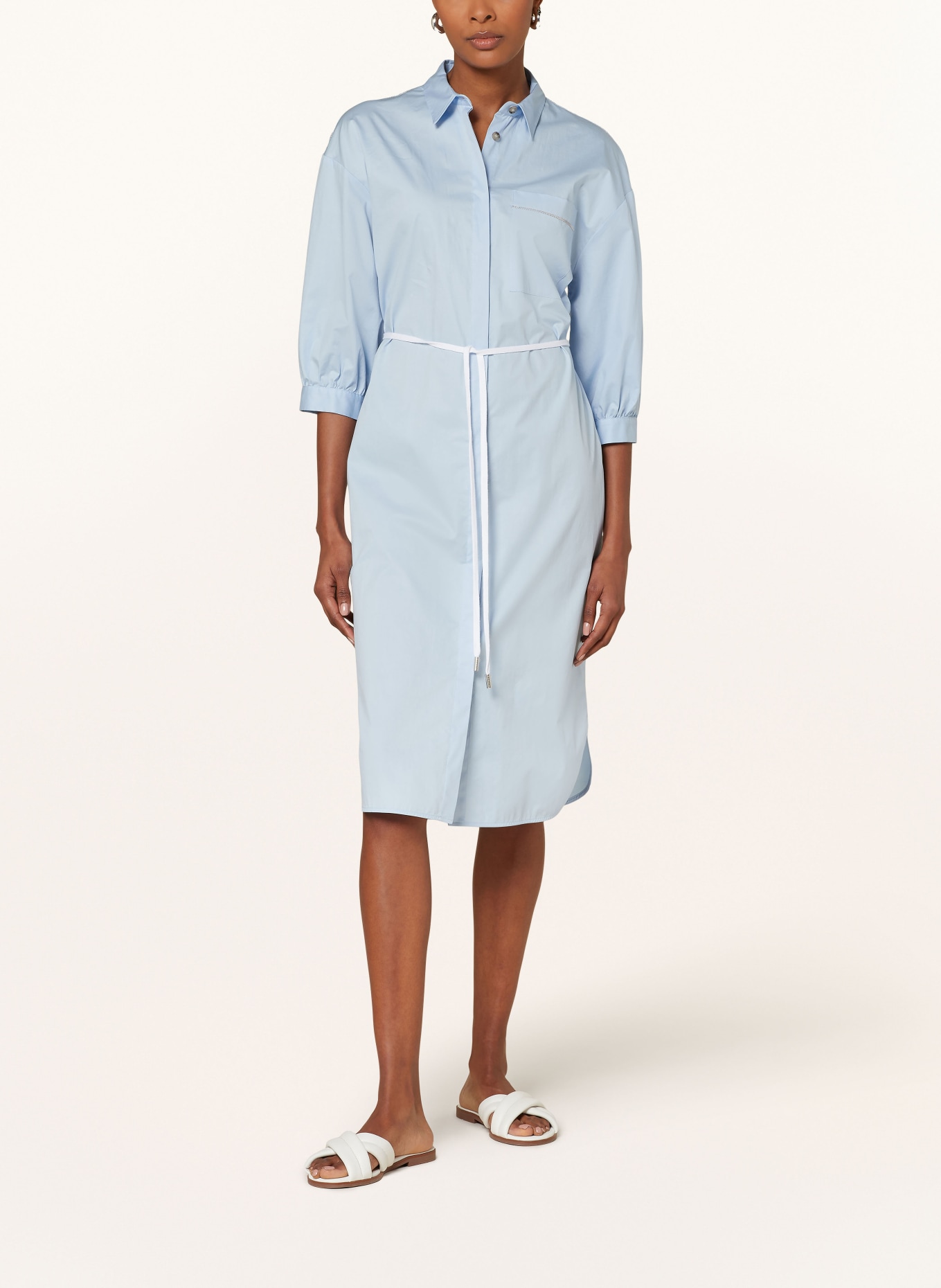 PESERICO Shirt dress with 3/4 sleeves, Color: LIGHT BLUE (Image 2)