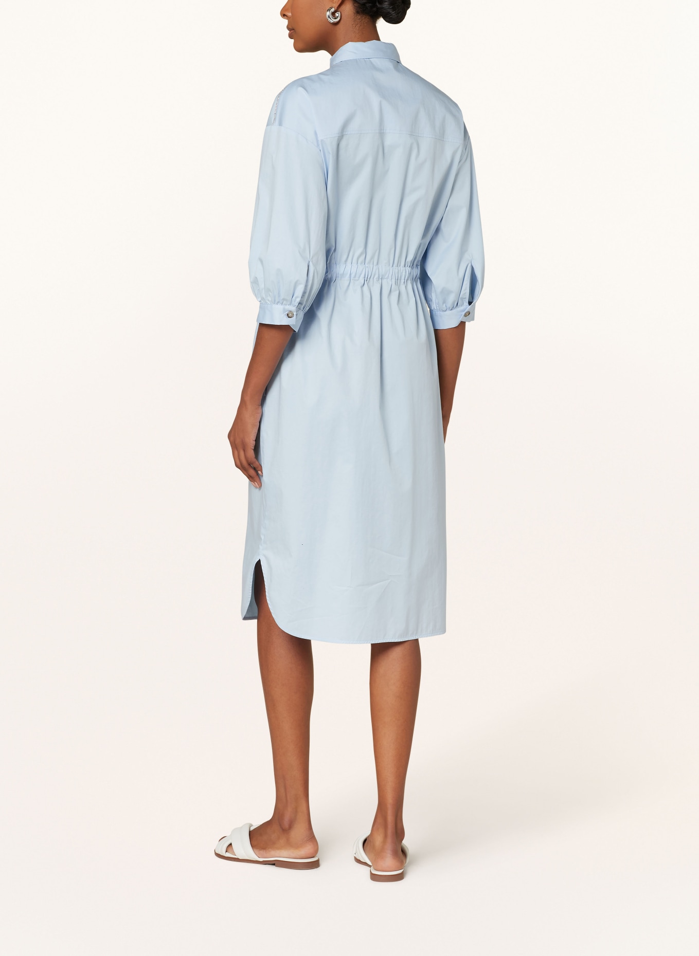 PESERICO Shirt dress with 3/4 sleeves, Color: LIGHT BLUE (Image 3)