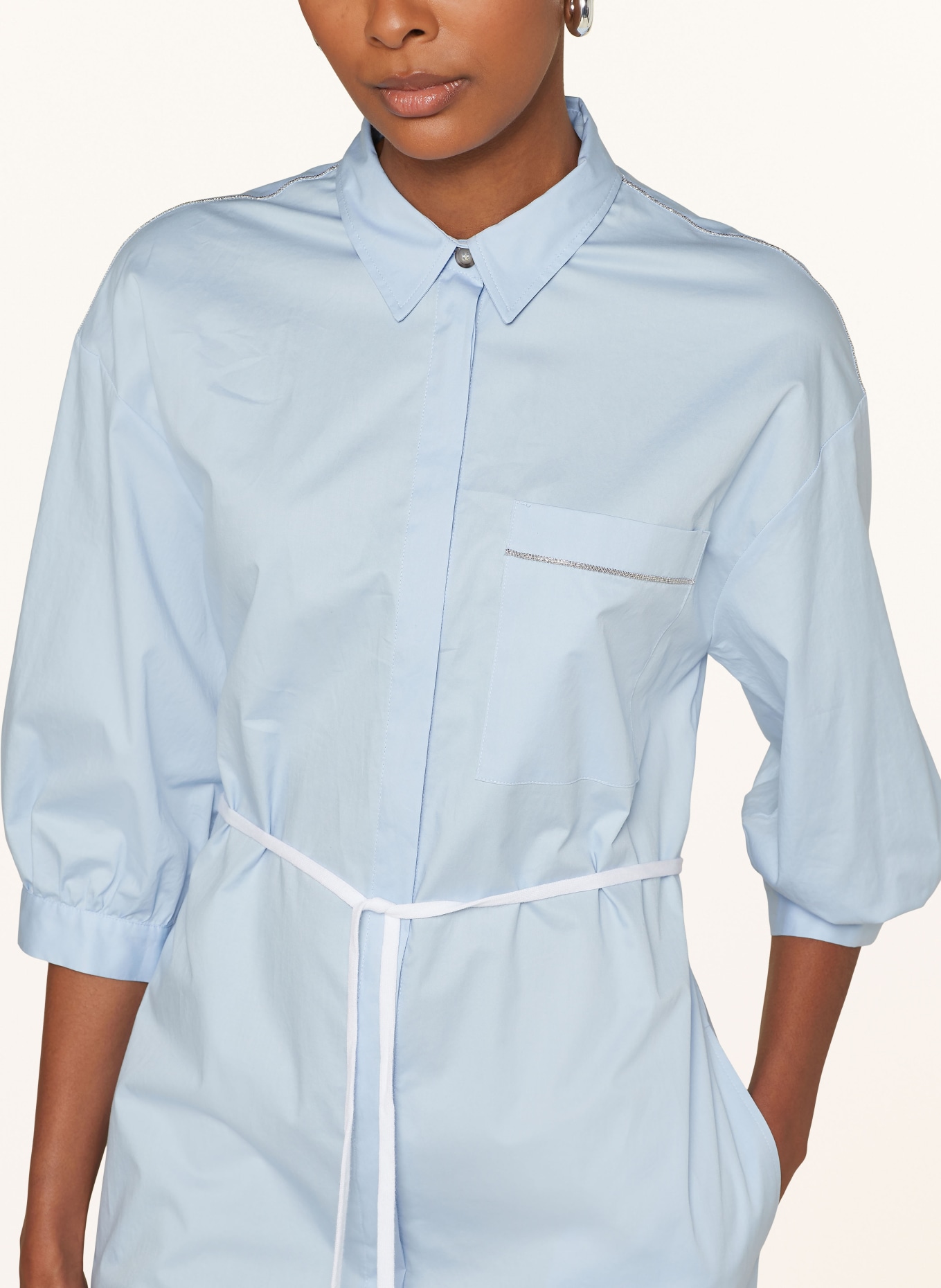 PESERICO Shirt dress with 3/4 sleeves, Color: LIGHT BLUE (Image 4)