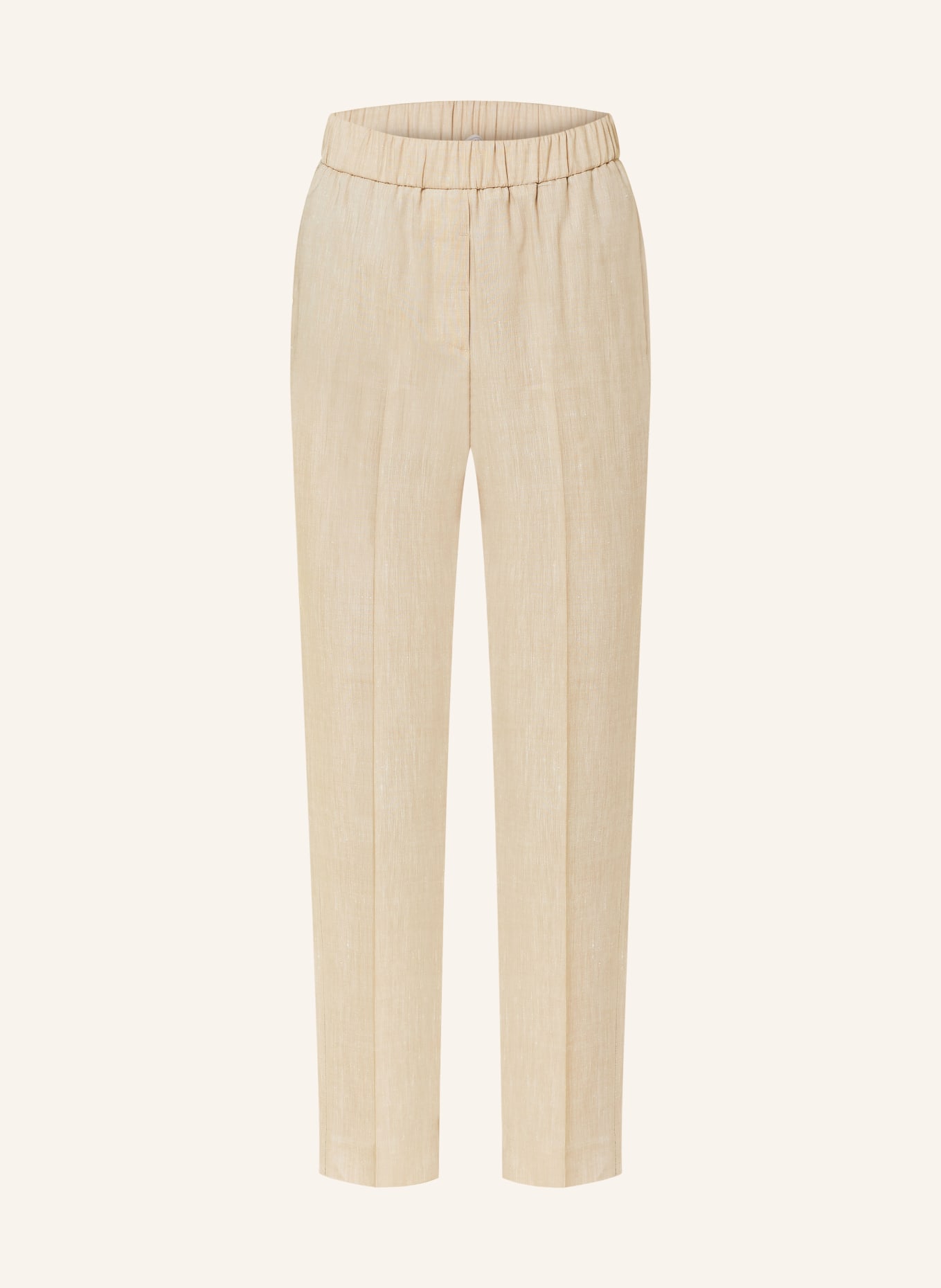 PESERICO 7/8 trousers with linen and decorative beads, Color: BEIGE (Image 1)