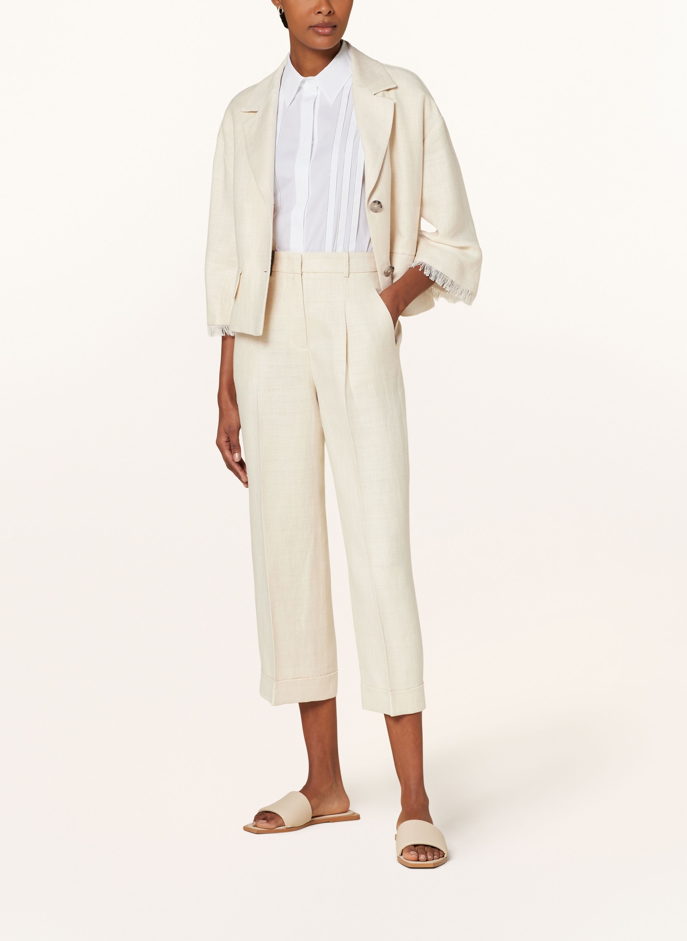 PESERICO Linen culottes, Color: BEIGE (Image 2)