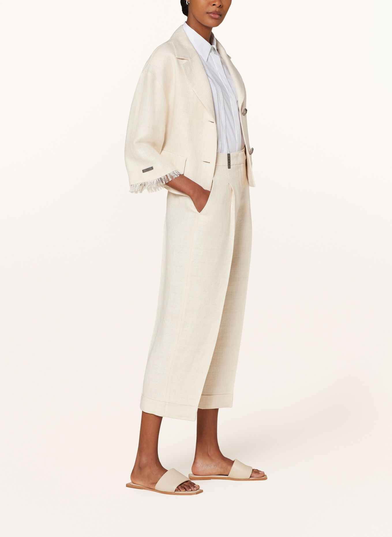 PESERICO Linen culottes, Color: BEIGE (Image 4)