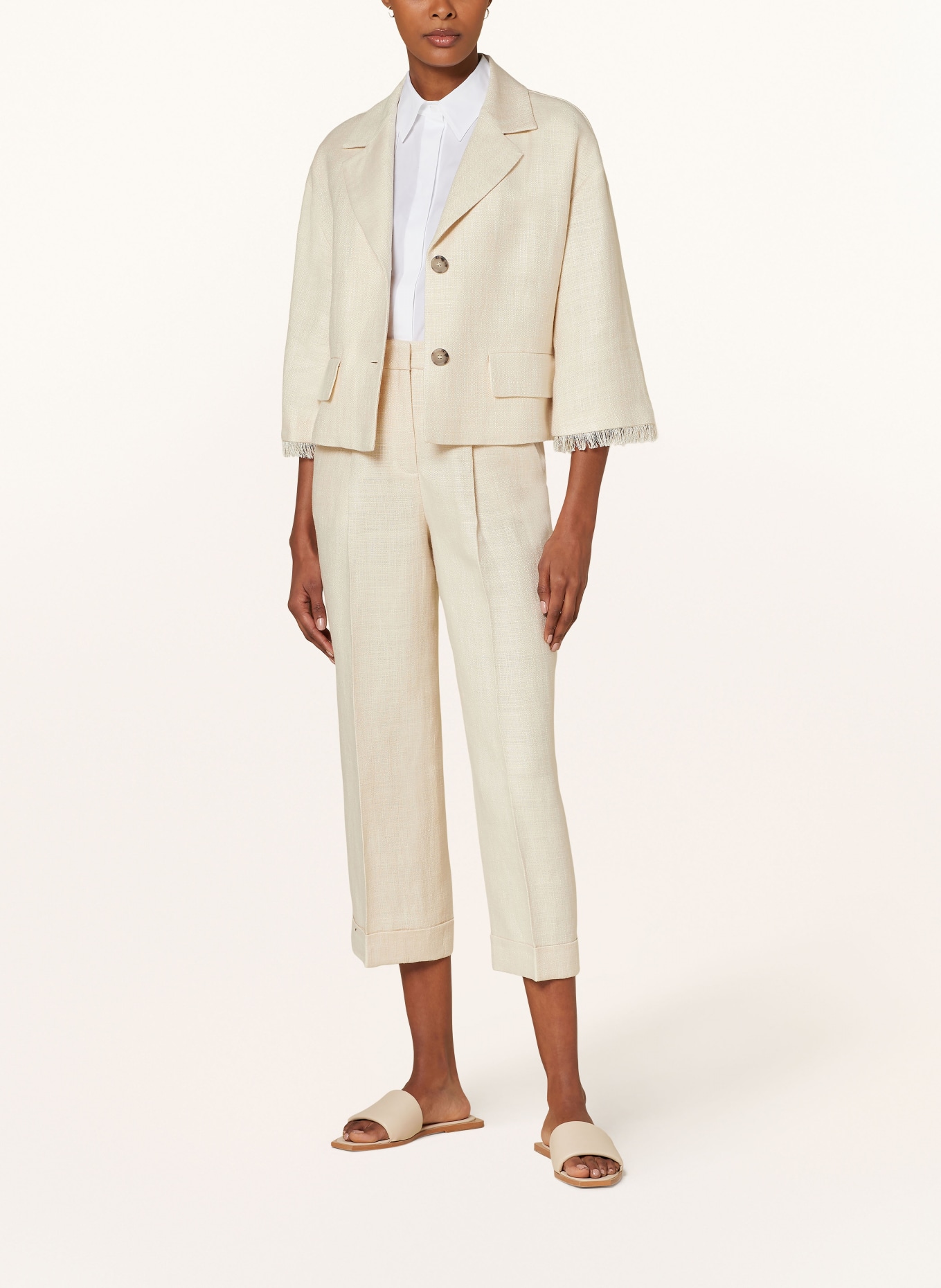 PESERICO Linen blazer, Color: BEIGE (Image 2)