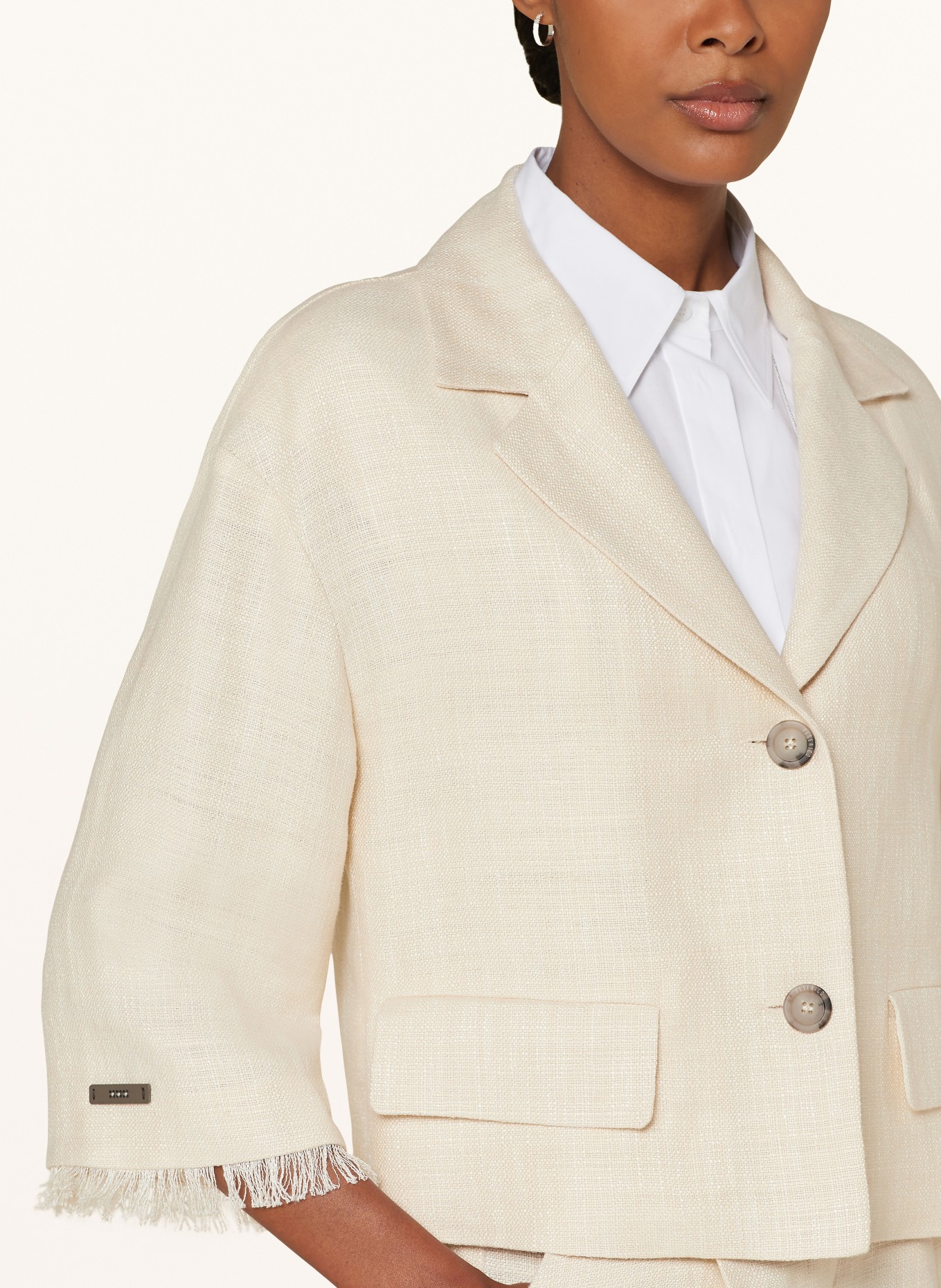 PESERICO Linen blazer, Color: BEIGE (Image 4)