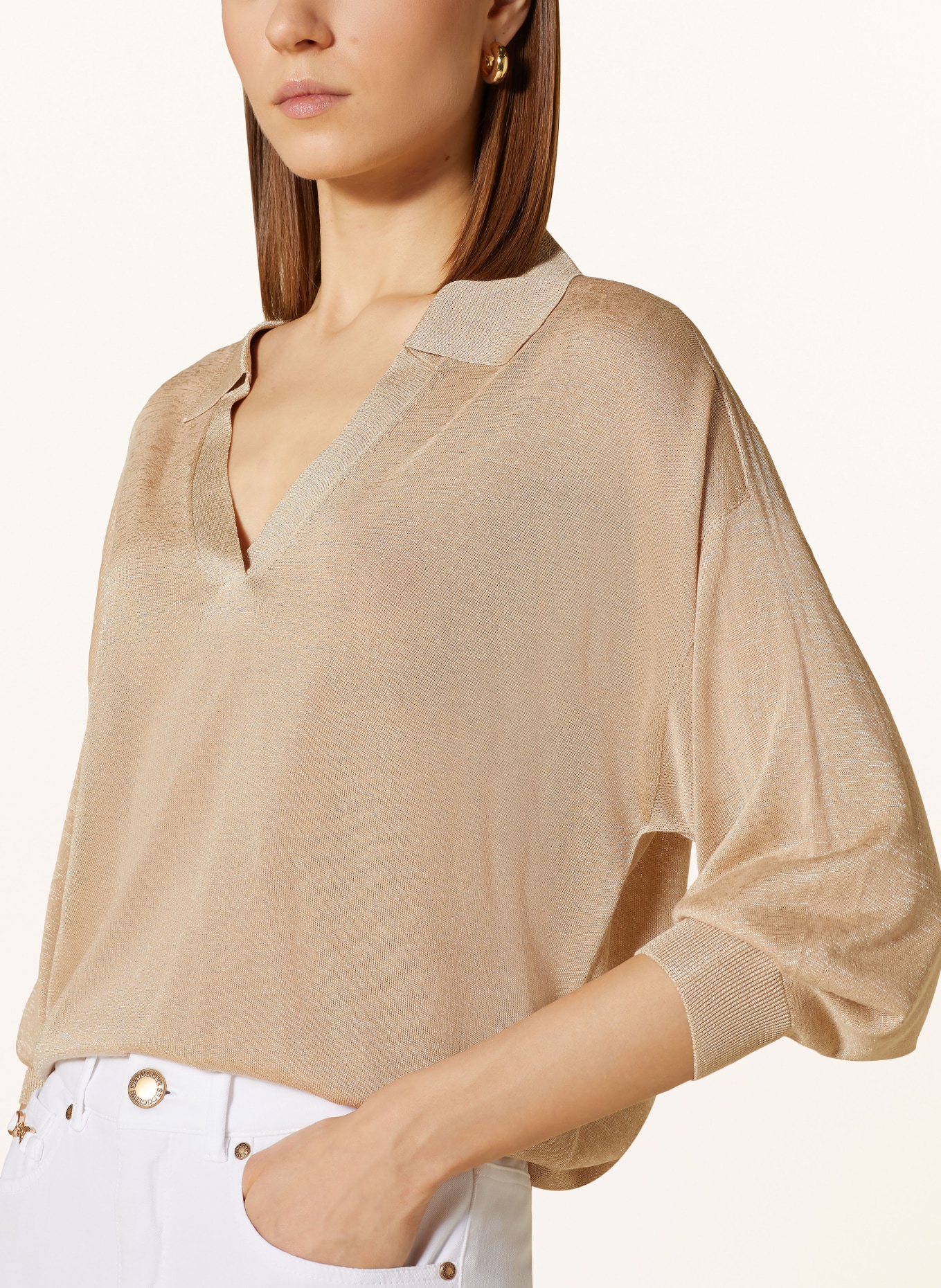 PESERICO Sweater with 3/4 sleeves, Color: BEIGE (Image 4)
