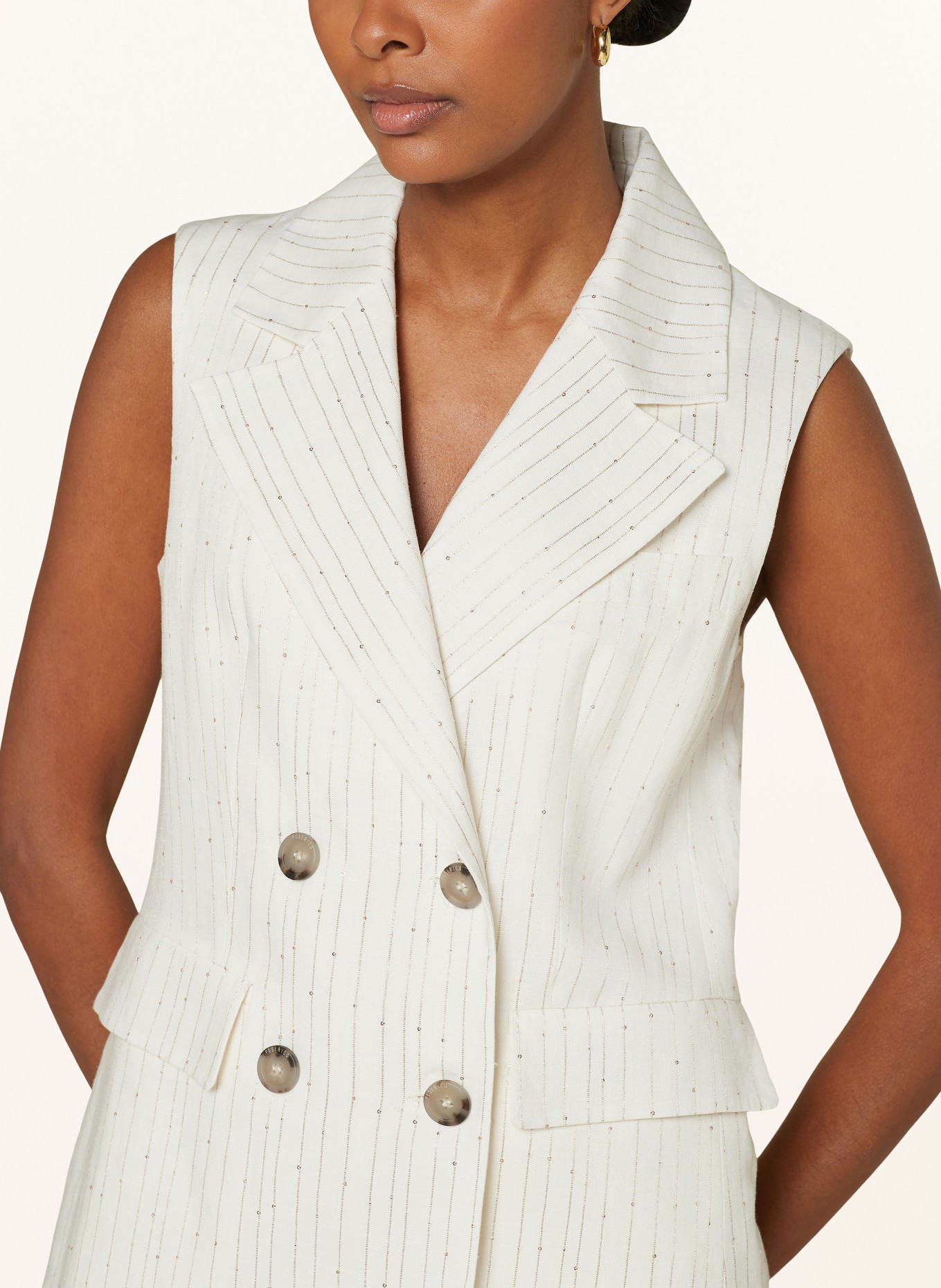 PESERICO Linen vest, Color: ECRU/ BEIGE (Image 4)