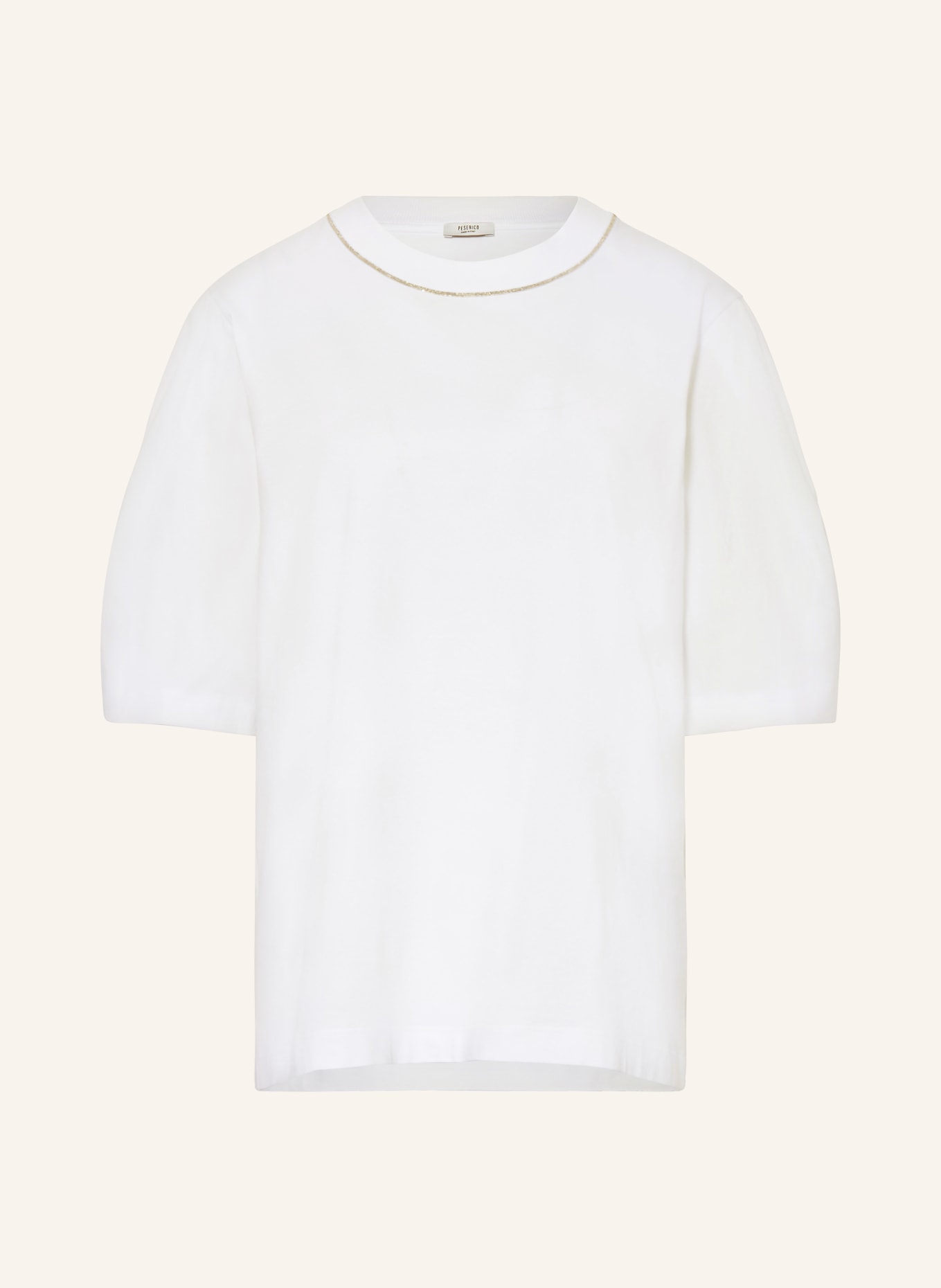 PESERICO T-Shirt im Materialmix, Farbe: WEISS (Bild 1)