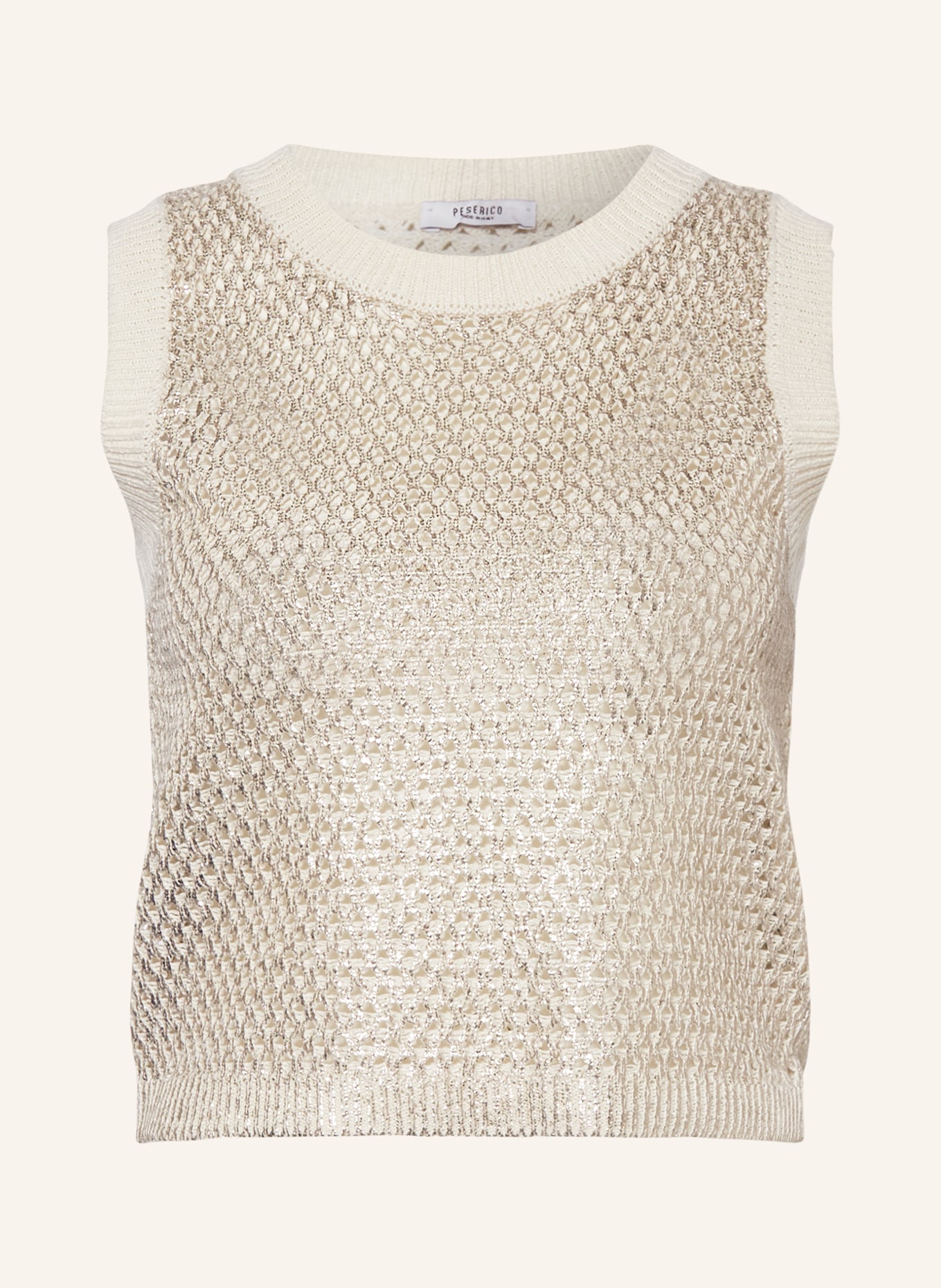 PESERICO Knit top made of linen, Color: WHITE/ WHITE GOLD (Image 1)