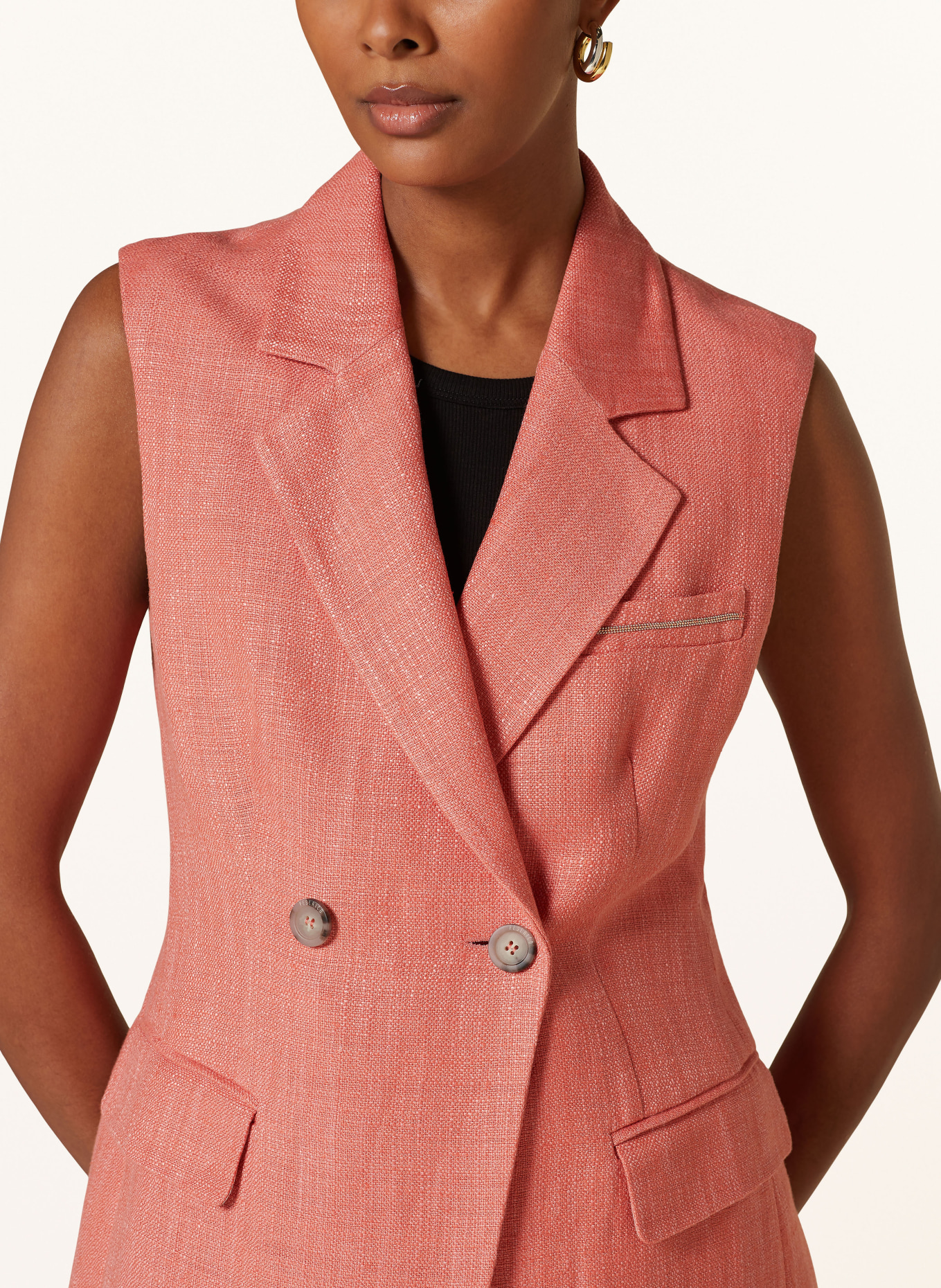 PESERICO Blazer vest made of linen, Color: LIGHT RED (Image 4)