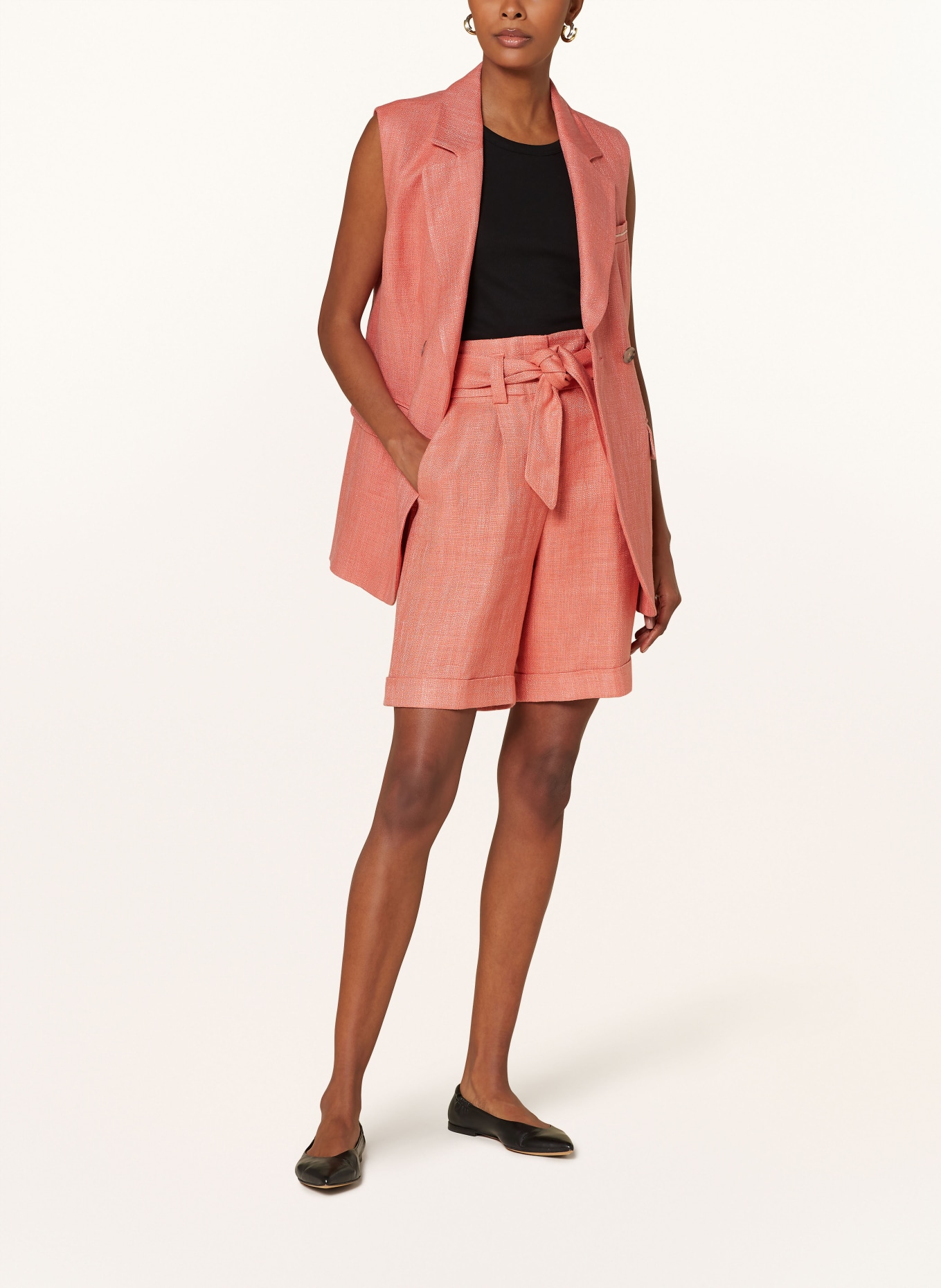 PESERICO Linen shorts, Color: LIGHT RED (Image 2)