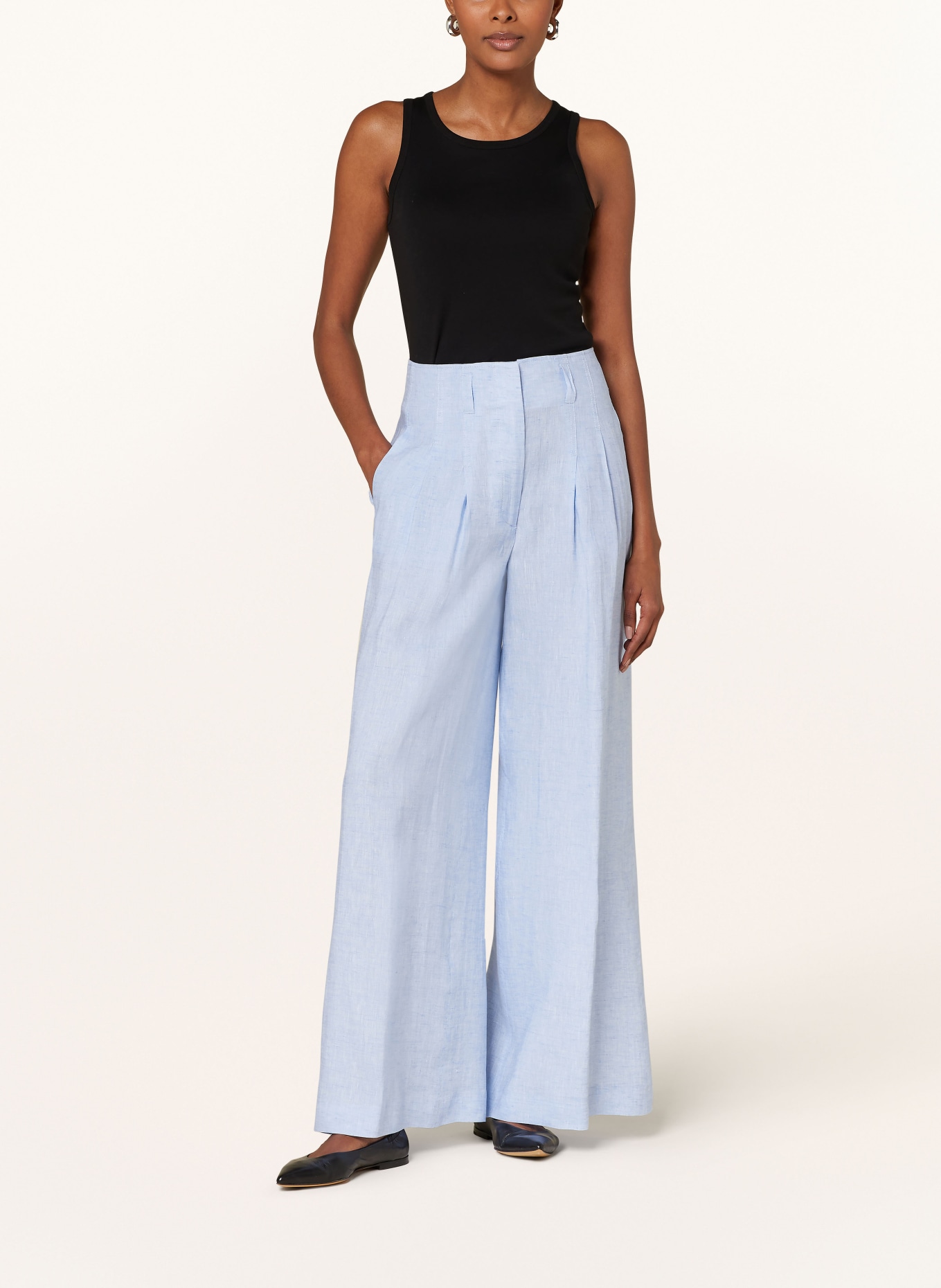 PESERICO Wide leg trousers made of linen, Color: LIGHT BLUE (Image 2)