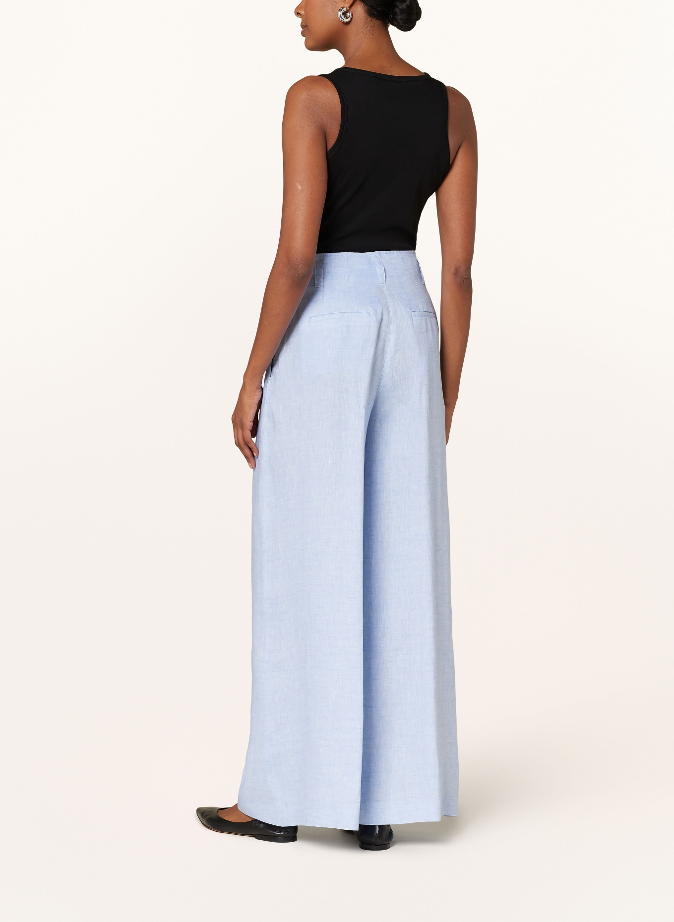 PESERICO Wide leg trousers made of linen, Color: LIGHT BLUE (Image 3)