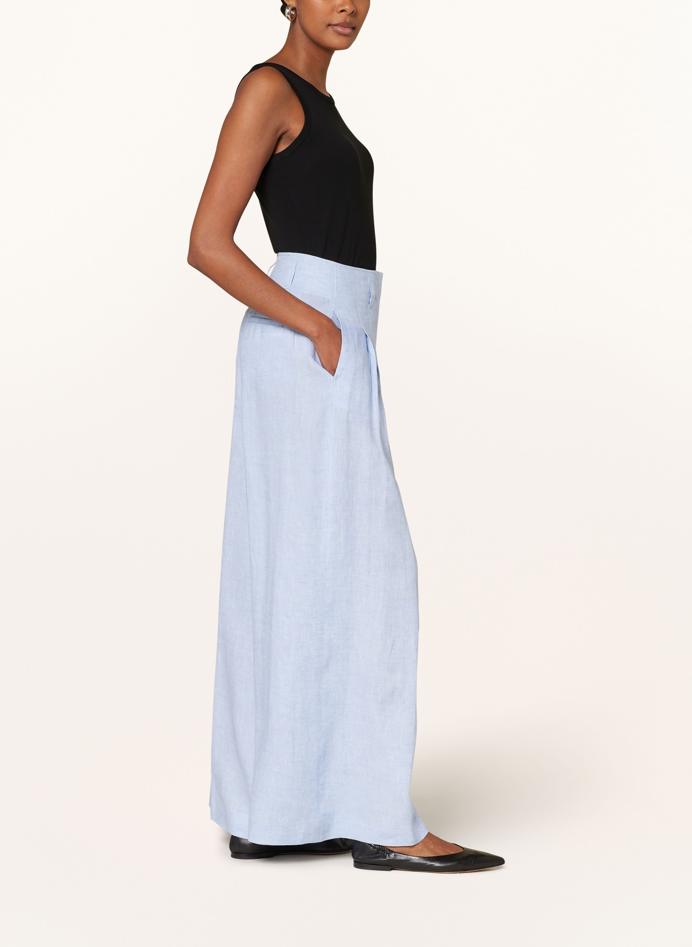 PESERICO Wide leg trousers made of linen, Color: LIGHT BLUE (Image 4)