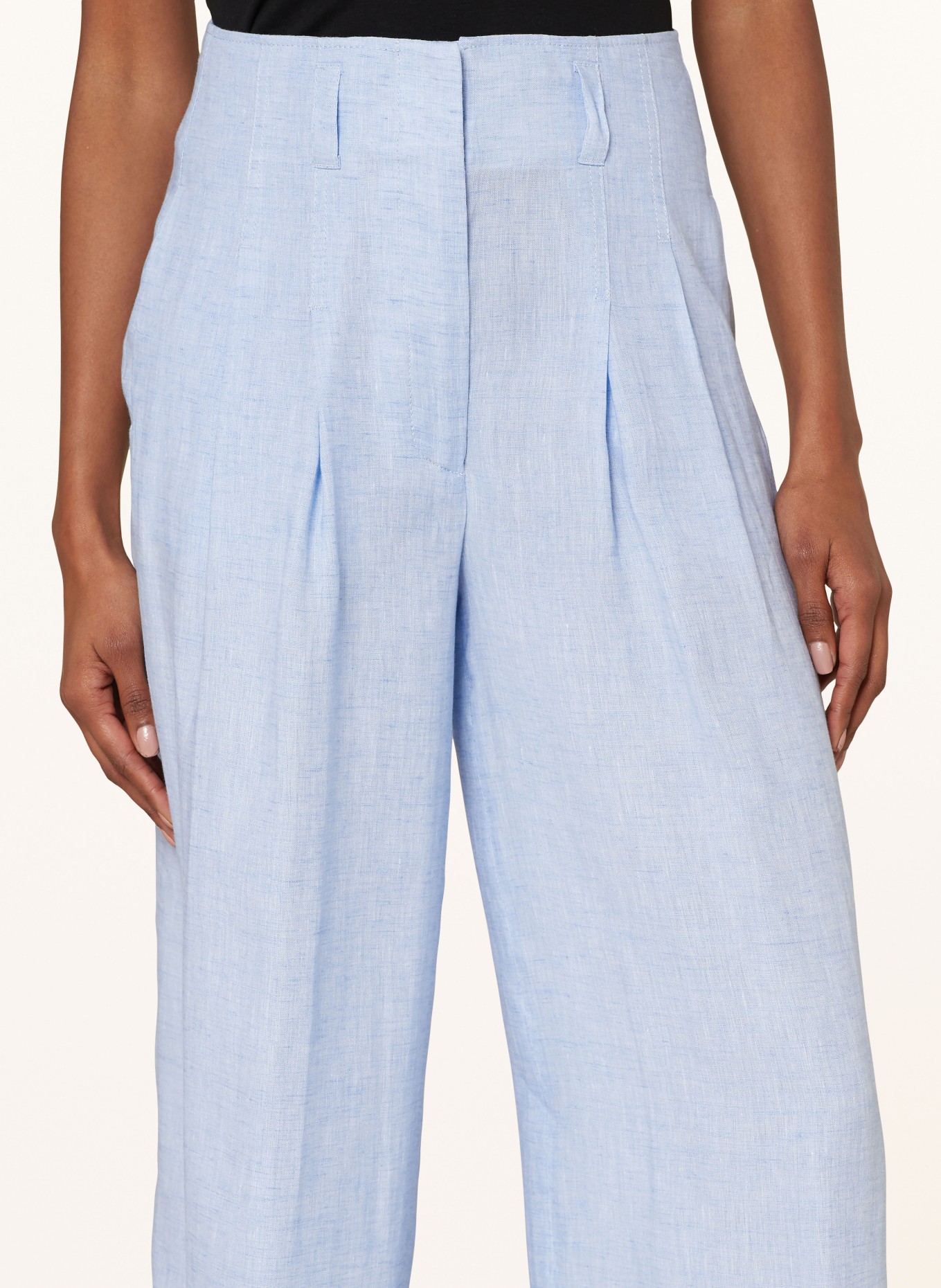PESERICO Wide leg trousers made of linen, Color: LIGHT BLUE (Image 5)