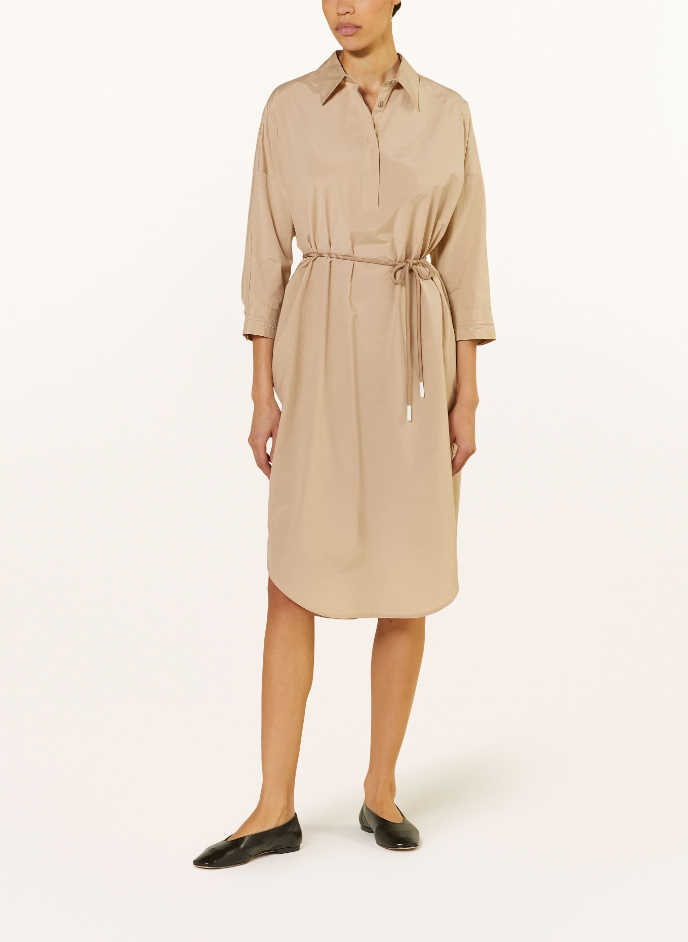 PESERICO Dress with 3/4 sleeves and decorative beads, Color: BEIGE (Image 2)