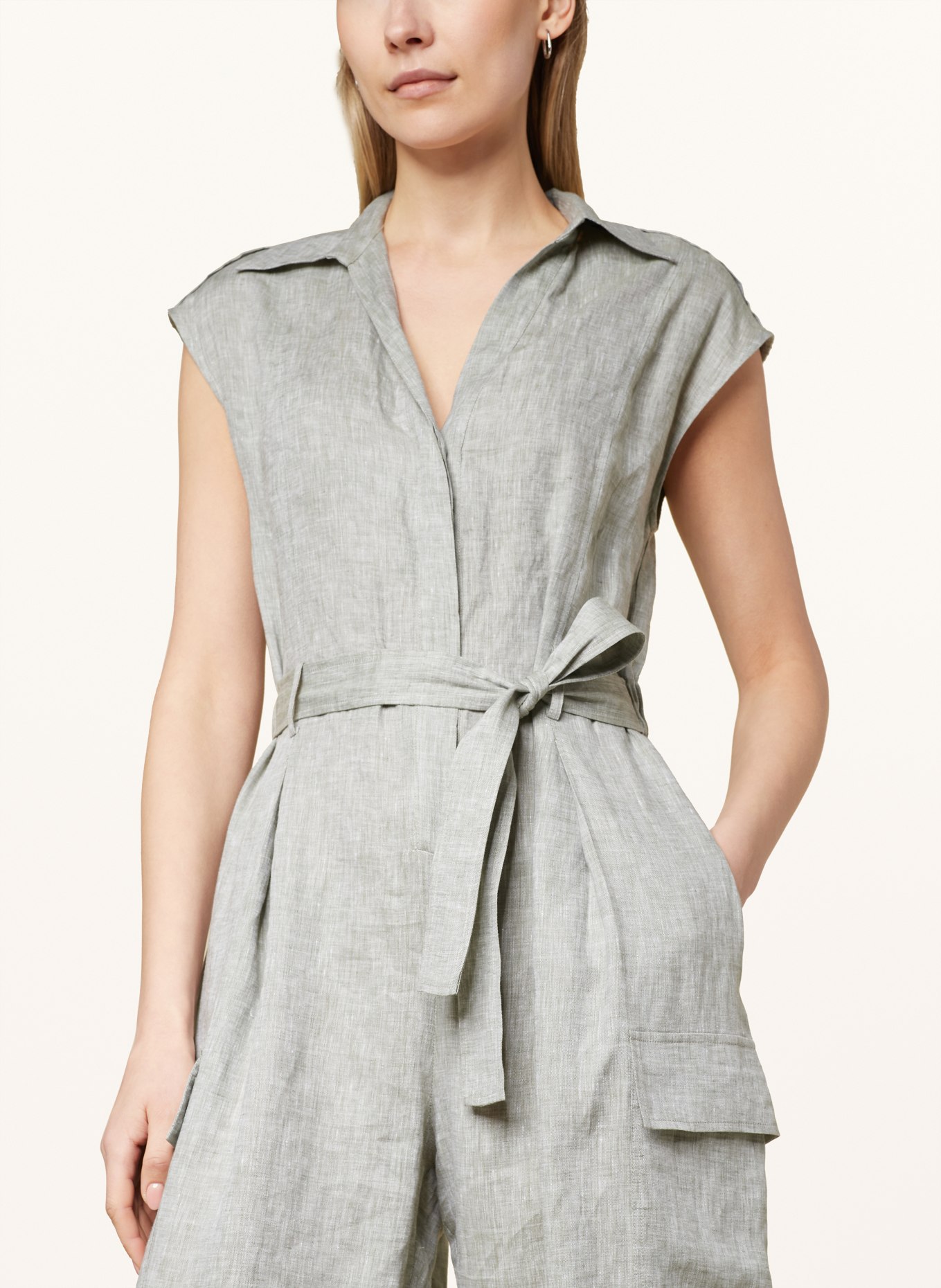 PESERICO Linen jumpsuit, Color: GREEN (Image 4)