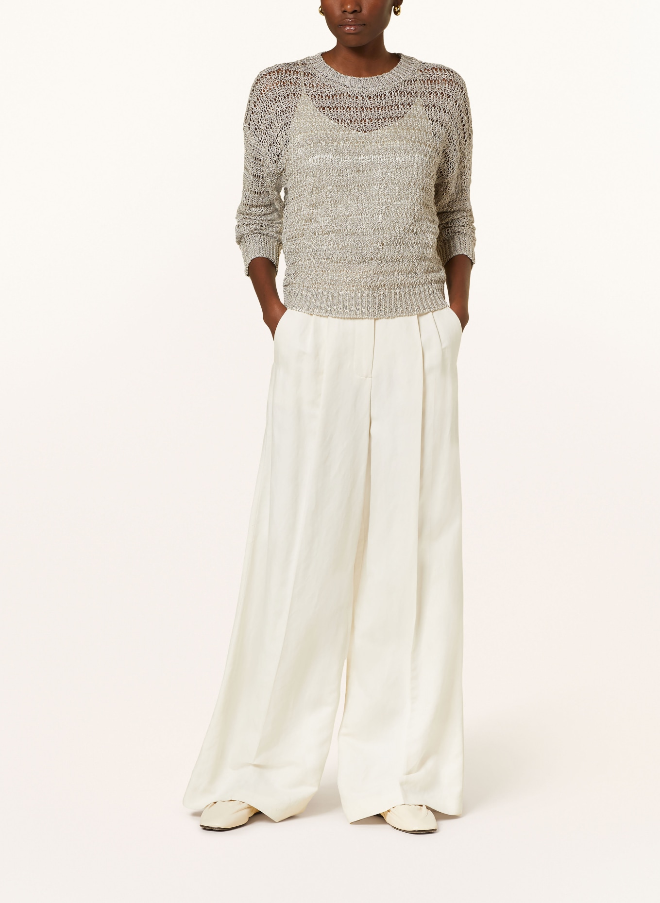 PESERICO Linen sweater, Color: LIGHT GRAY (Image 2)