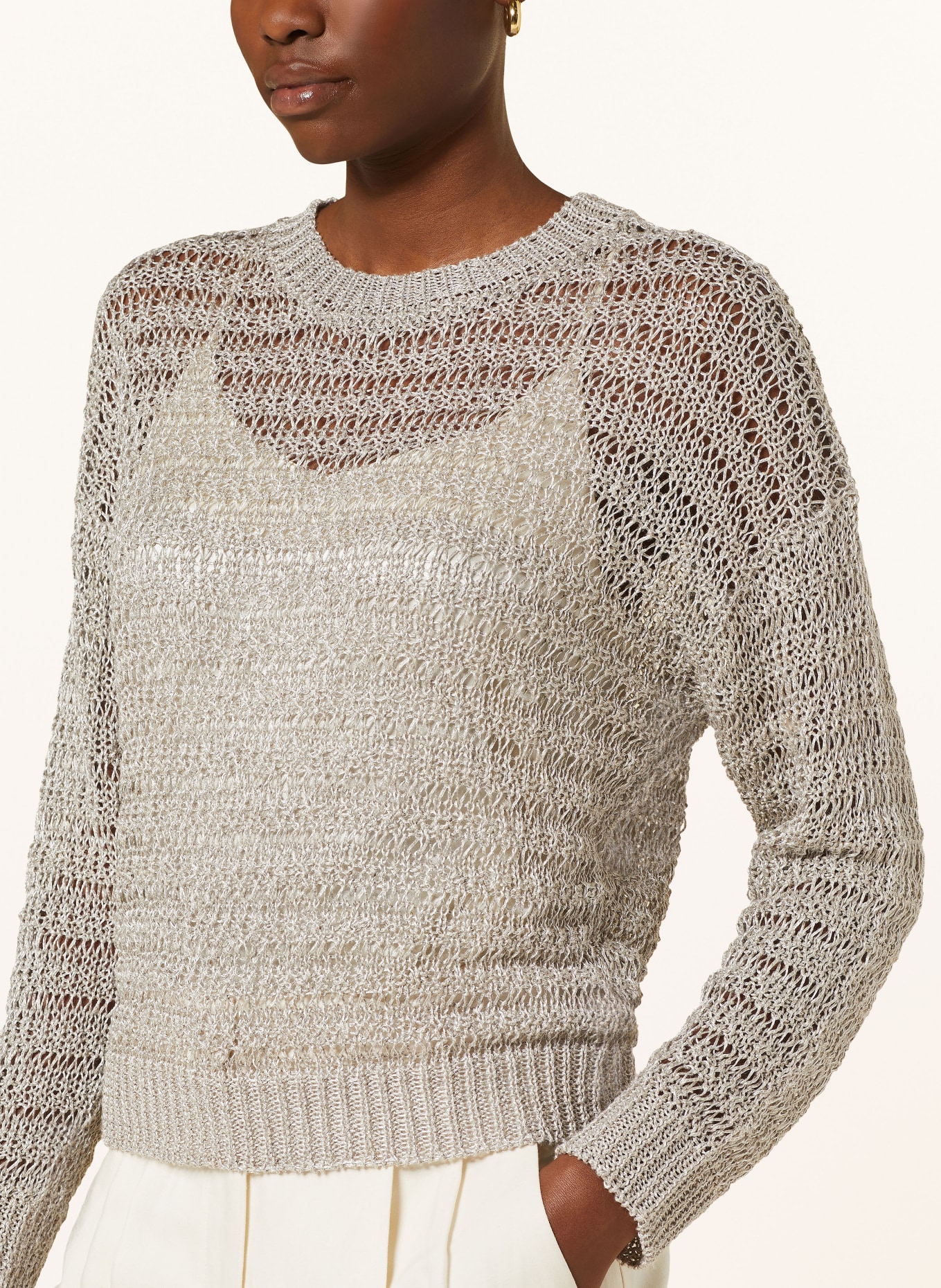 PESERICO Linen sweater, Color: LIGHT GRAY (Image 4)
