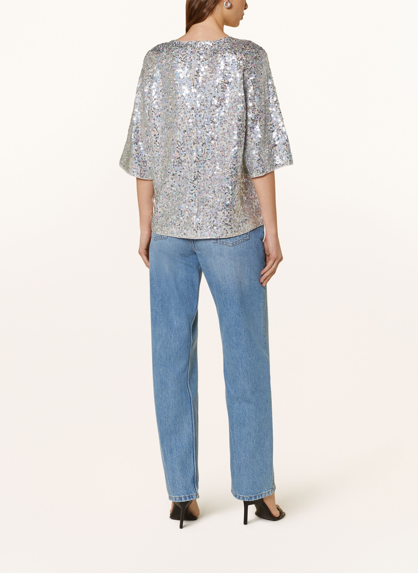 ESSENTIEL ANTWERP Shirt blouse with sequins, Color: SILVER (Image 3)