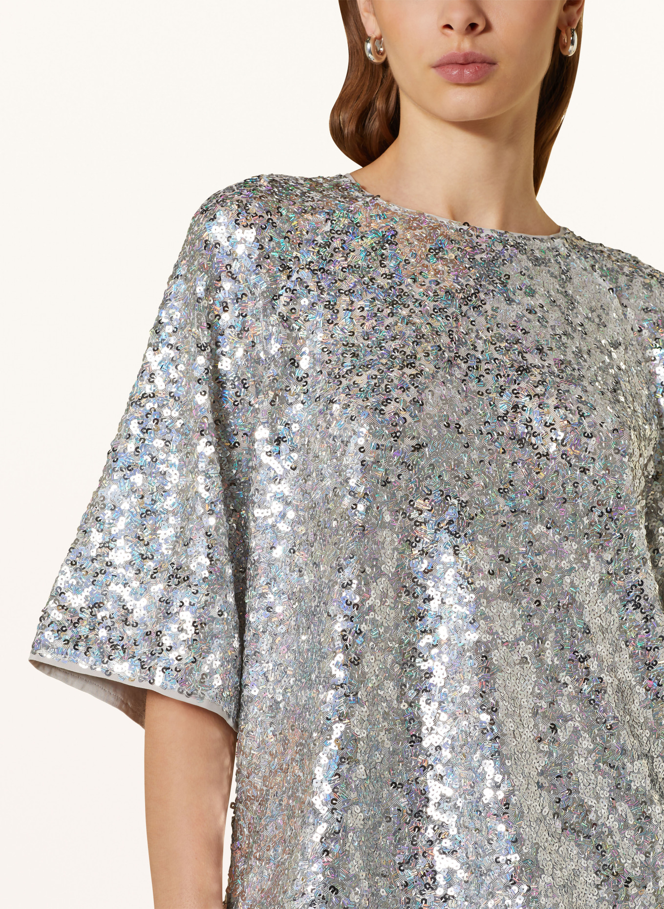 ESSENTIEL ANTWERP Shirt blouse with sequins, Color: SILVER (Image 4)