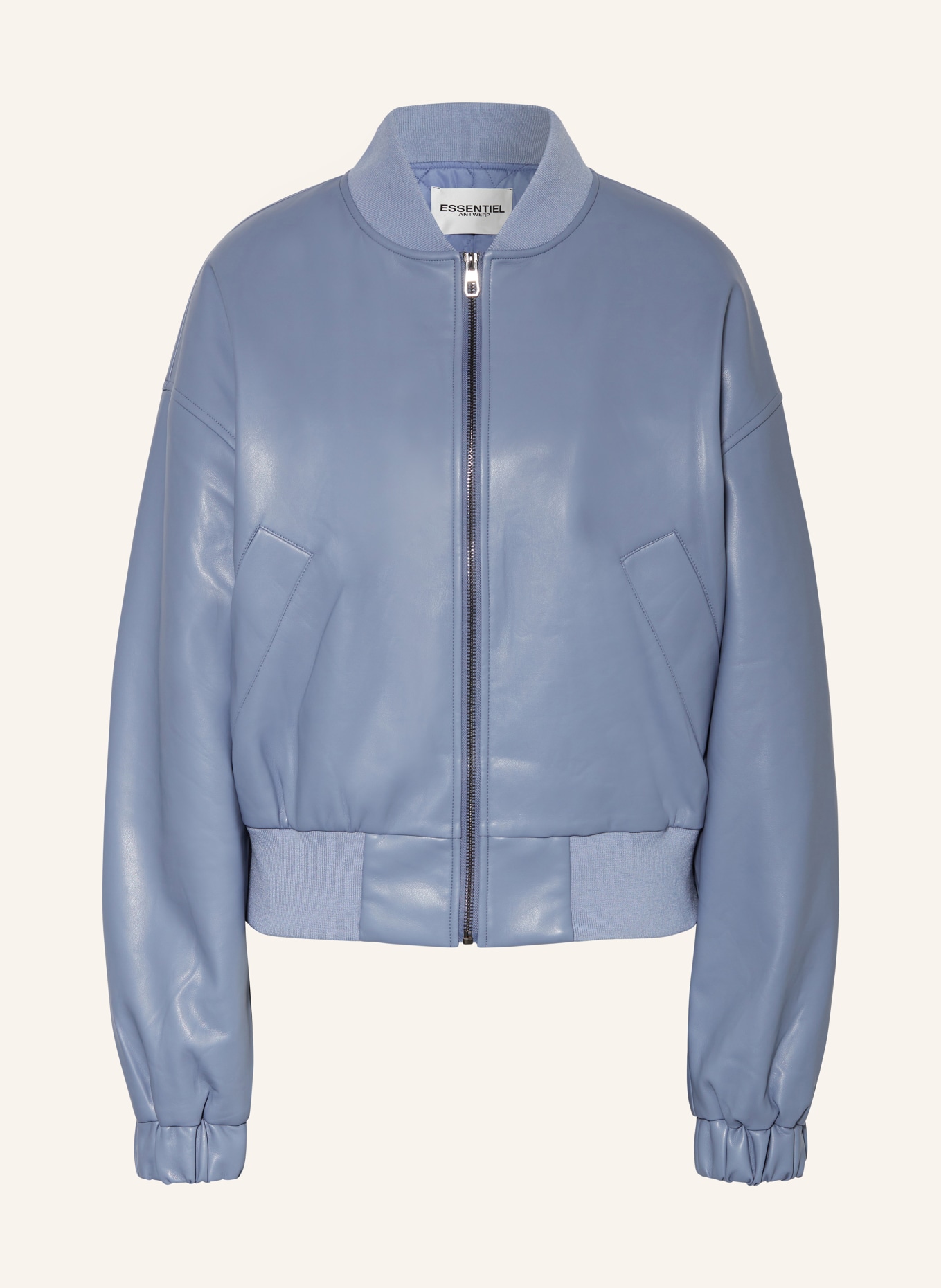 ESSENTIEL ANTWERP Bomber jacket FACES in leather look, Color: LIGHT BLUE (Image 1)