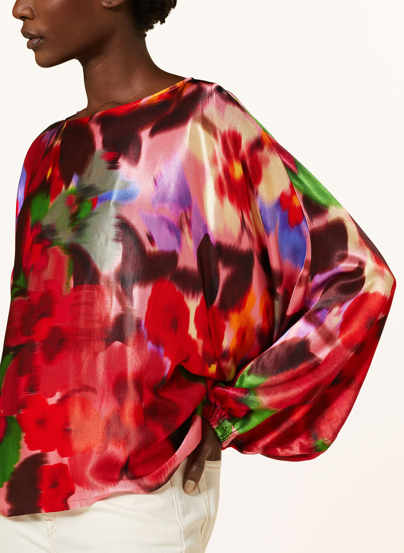 ESSENTIEL ANTWERP Shirt blouse FORBIDDEN in satin, Color: RED/ GREEN/ PURPLE (Image 4)