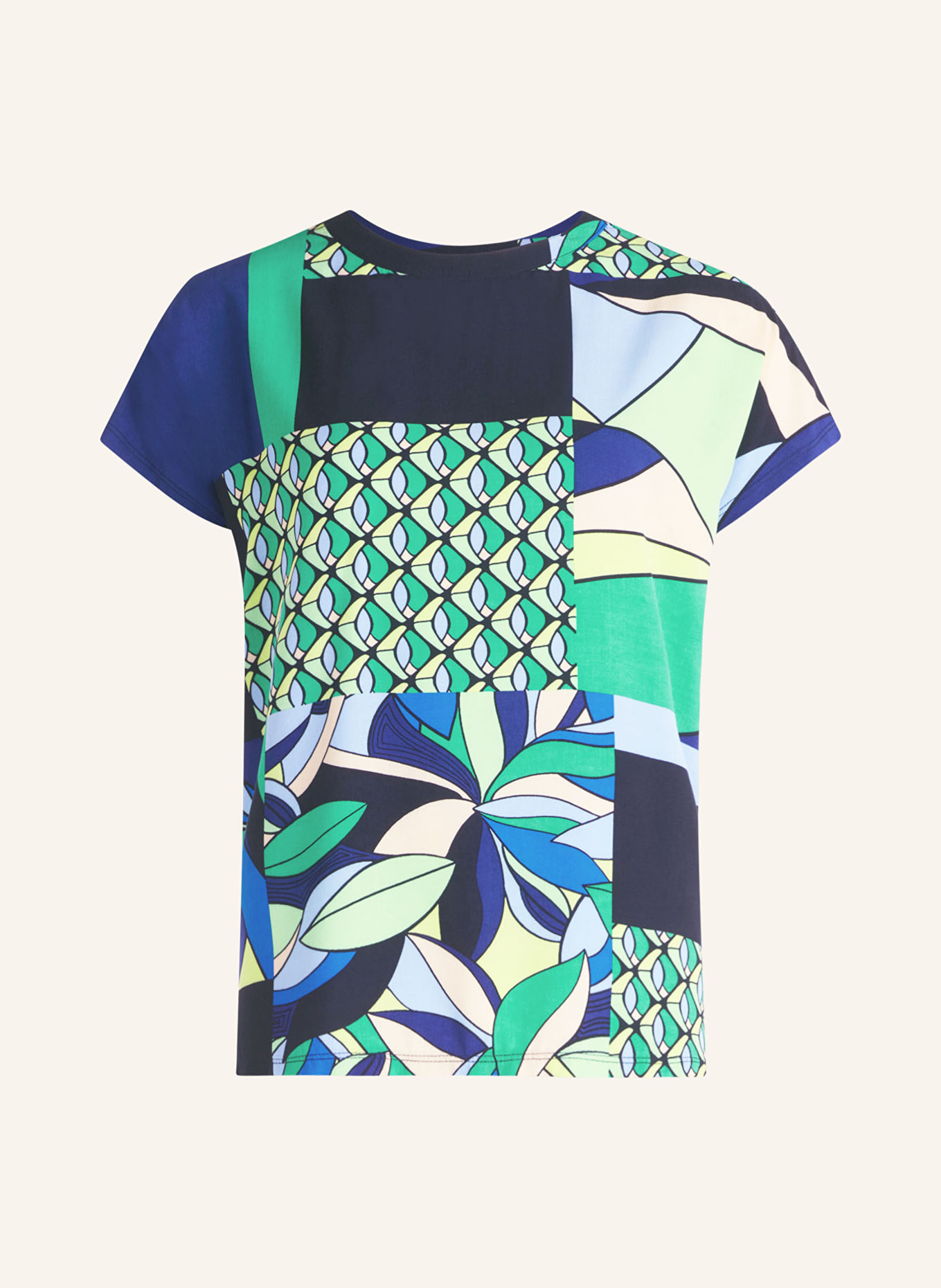 Betty Barclay Shirt blouse in mixed materials, Color: DARK BLUE/ GREEN (Image 1)