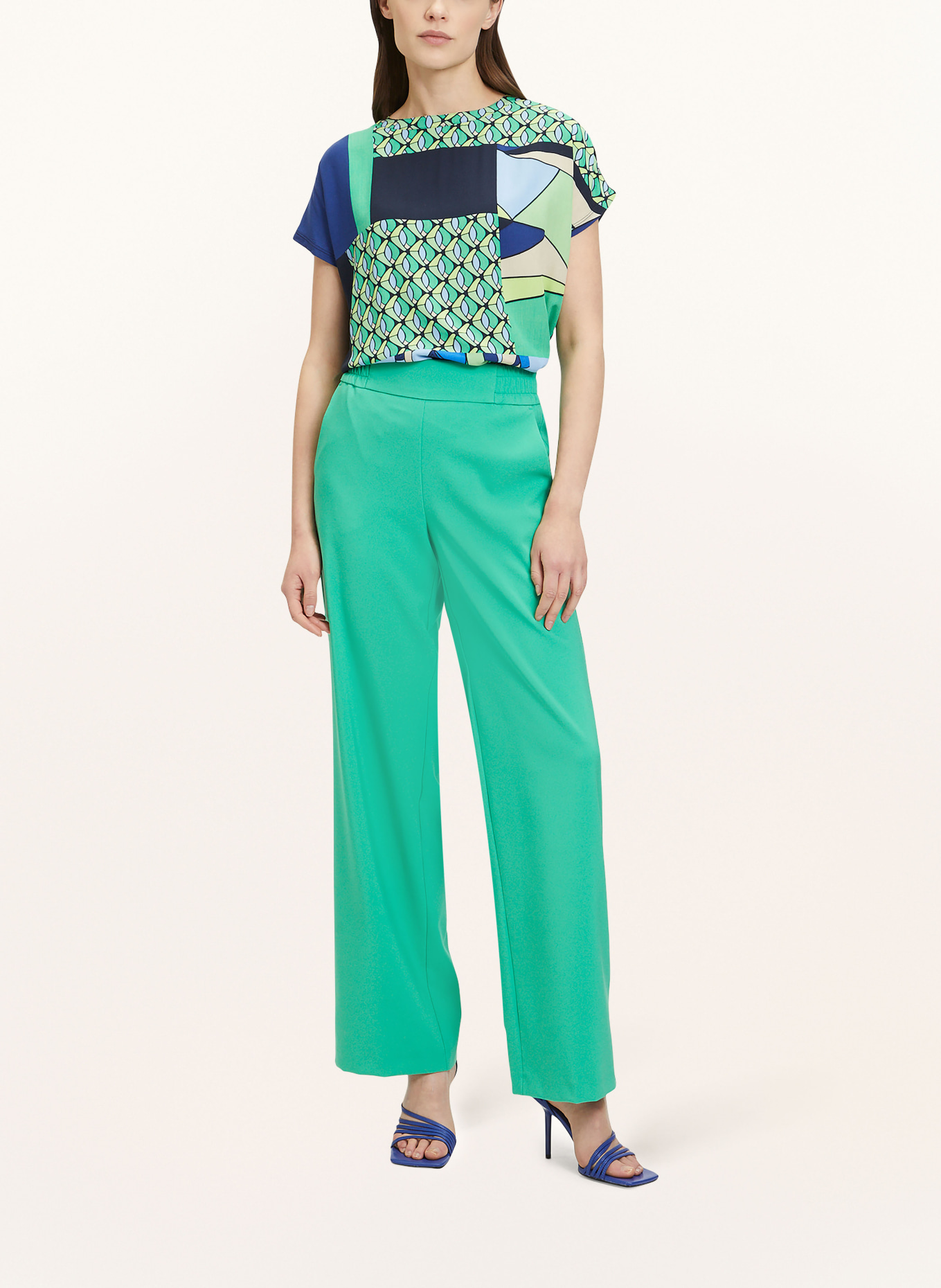 Betty Barclay Shirt blouse in mixed materials, Color: DARK BLUE/ GREEN (Image 2)