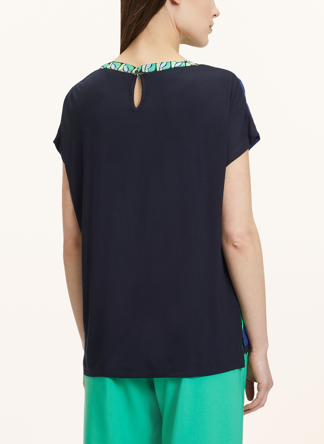 Betty Barclay Shirt blouse in mixed materials, Color: DARK BLUE/ GREEN (Image 3)