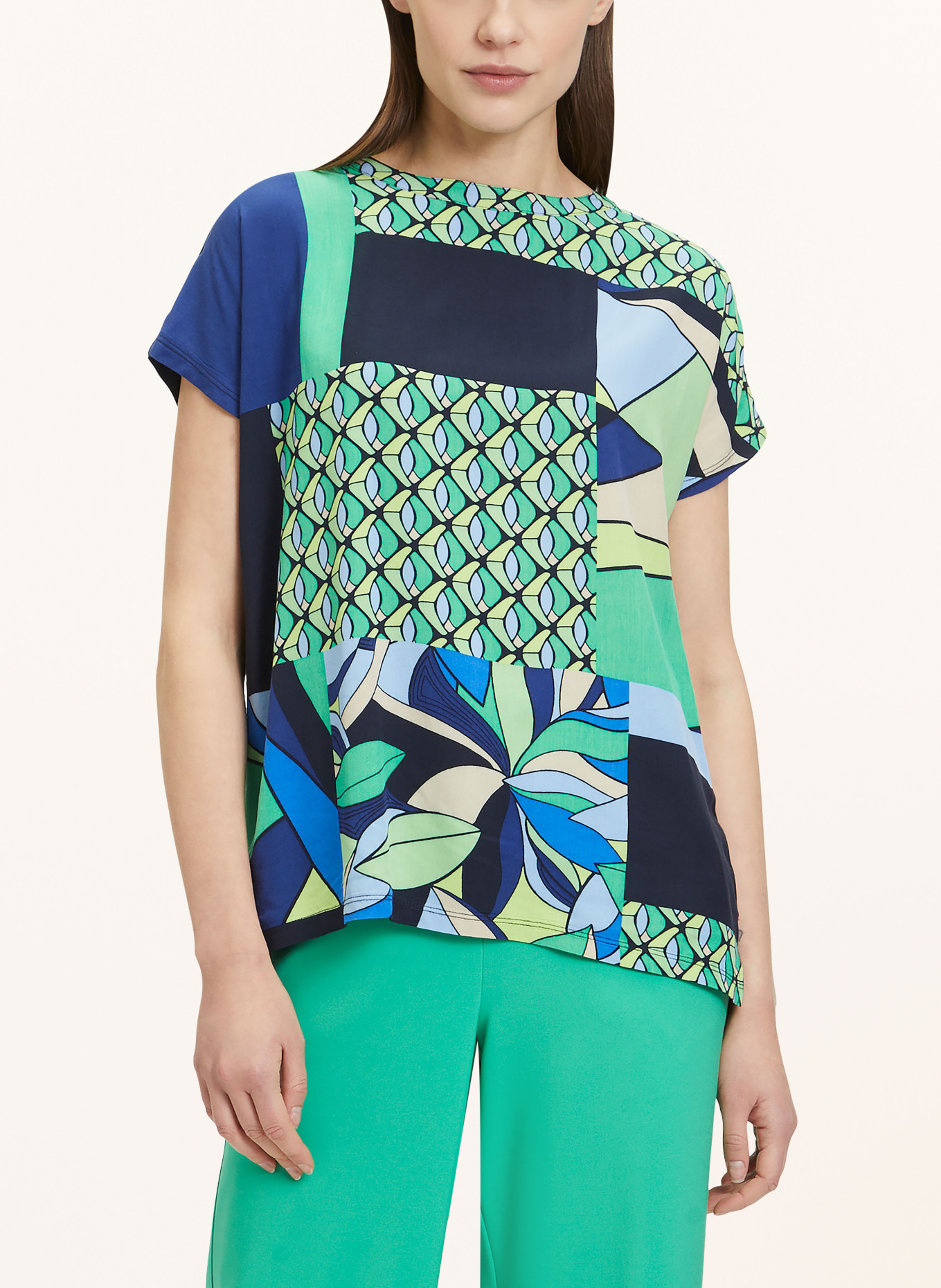 Betty Barclay Shirt blouse in mixed materials, Color: DARK BLUE/ GREEN (Image 4)