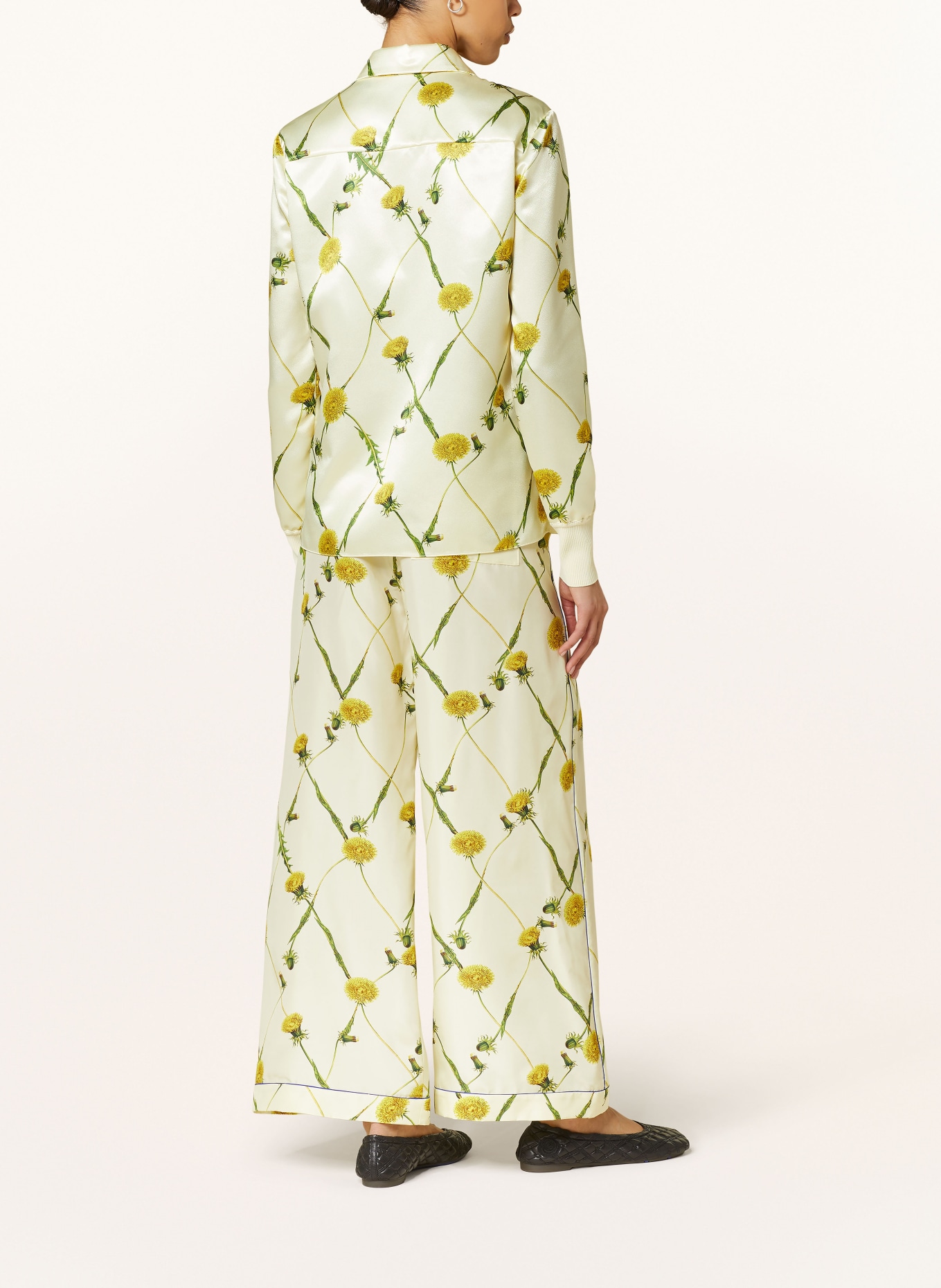 BURBERRY Wide leg trousers made of silk, Color: LIGHT YELLOW/ YELLOW/ GREEN (Image 3)