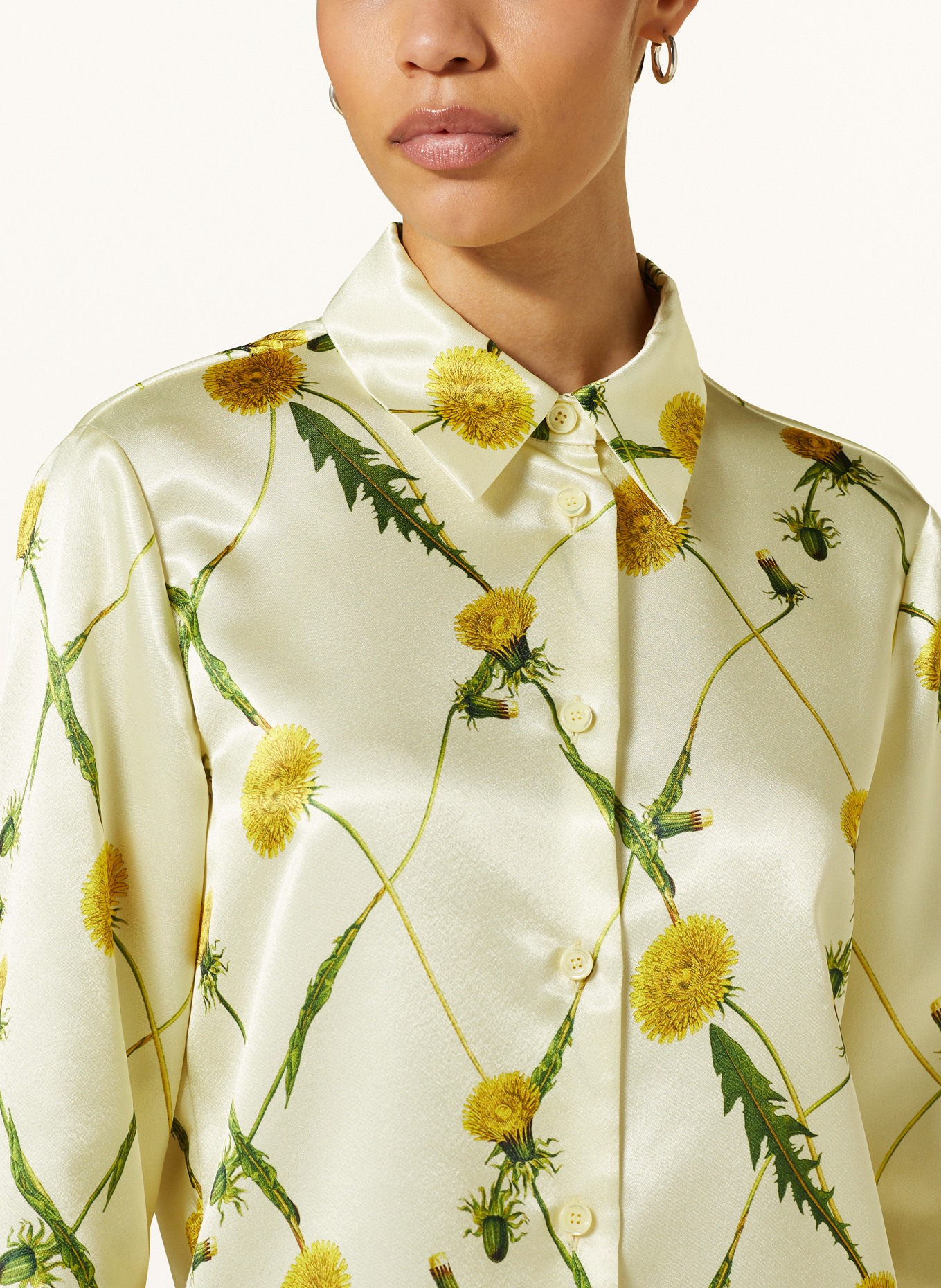 BURBERRY Satin shirt blouse, Color: LIGHT YELLOW/ YELLOW/ GREEN (Image 4)