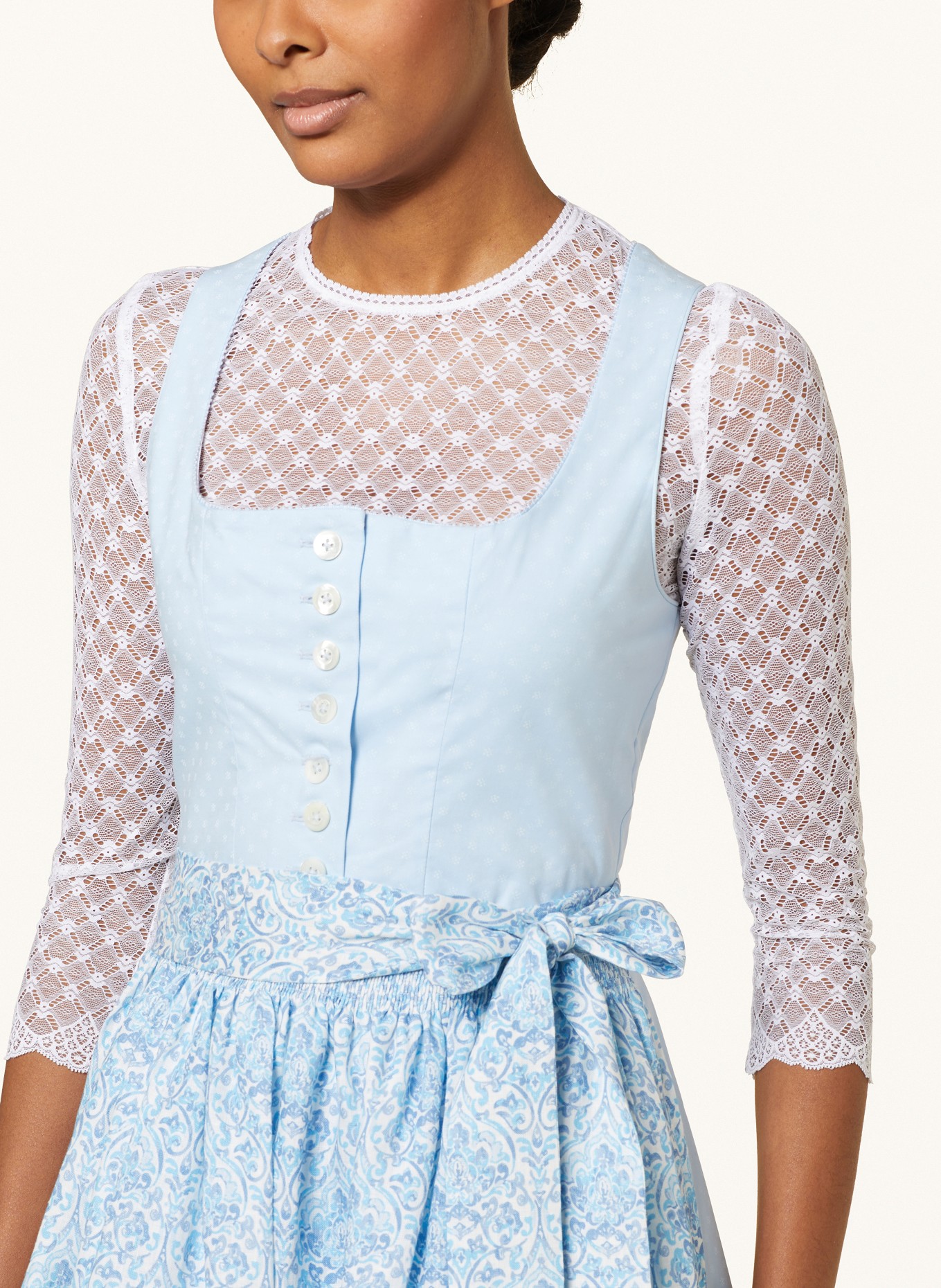 Johann & Johanna Dirndl blouse made of lace with 3/4 sleeves, Color: WHITE (Image 3)