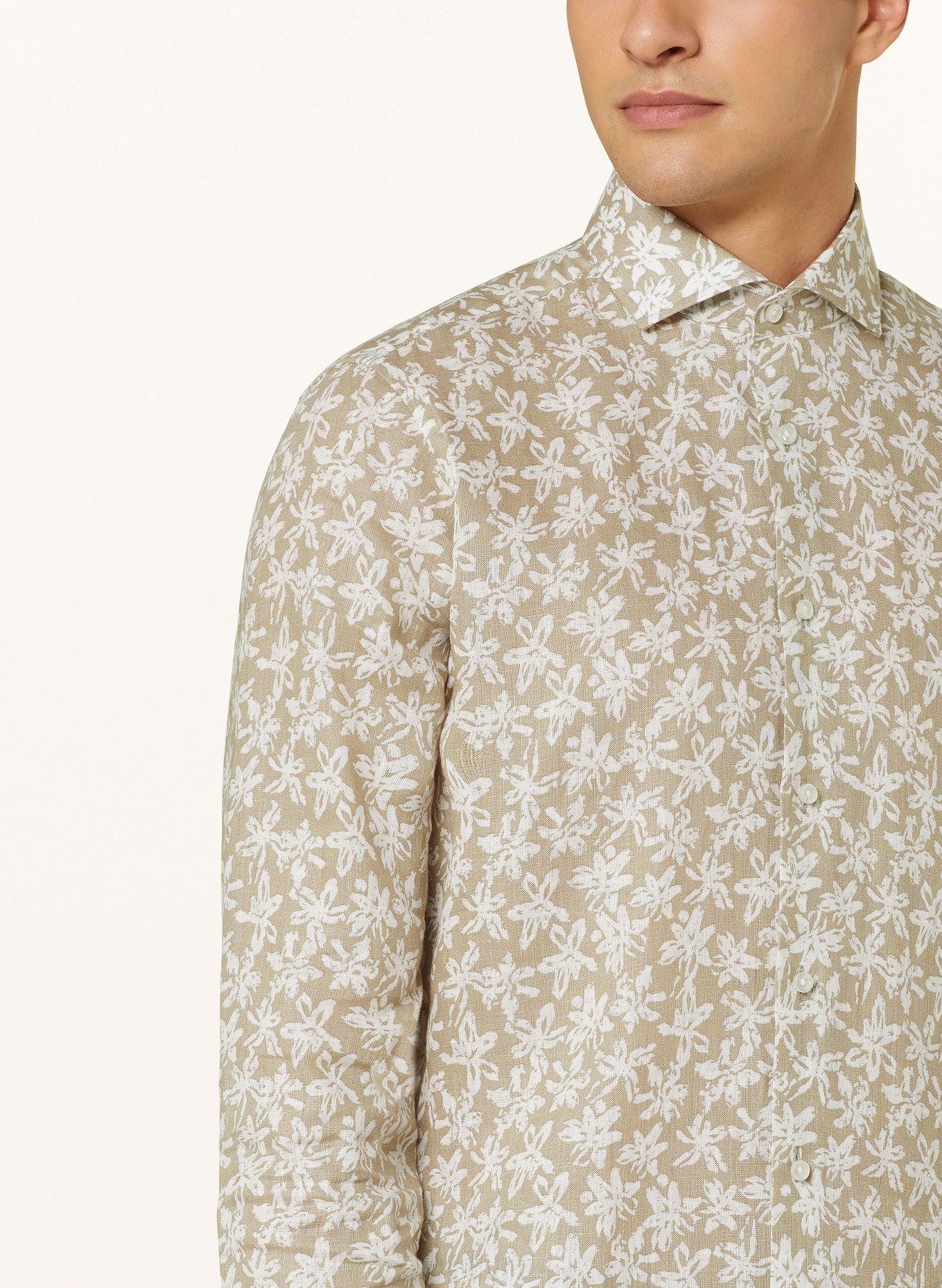 BOSS Linen shirt JOE regular fit, Color: BEIGE/ WHITE (Image 4)