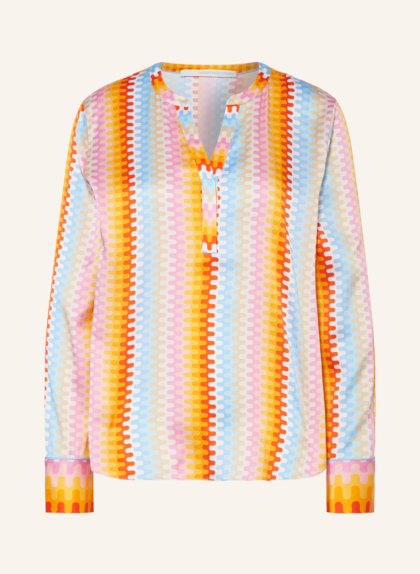 HERZEN'S ANGELEGENHEIT Blusenshirt aus Seide, Farbe: DUNKELGELB/ HELLBLAU/ ROT (Bild 1)