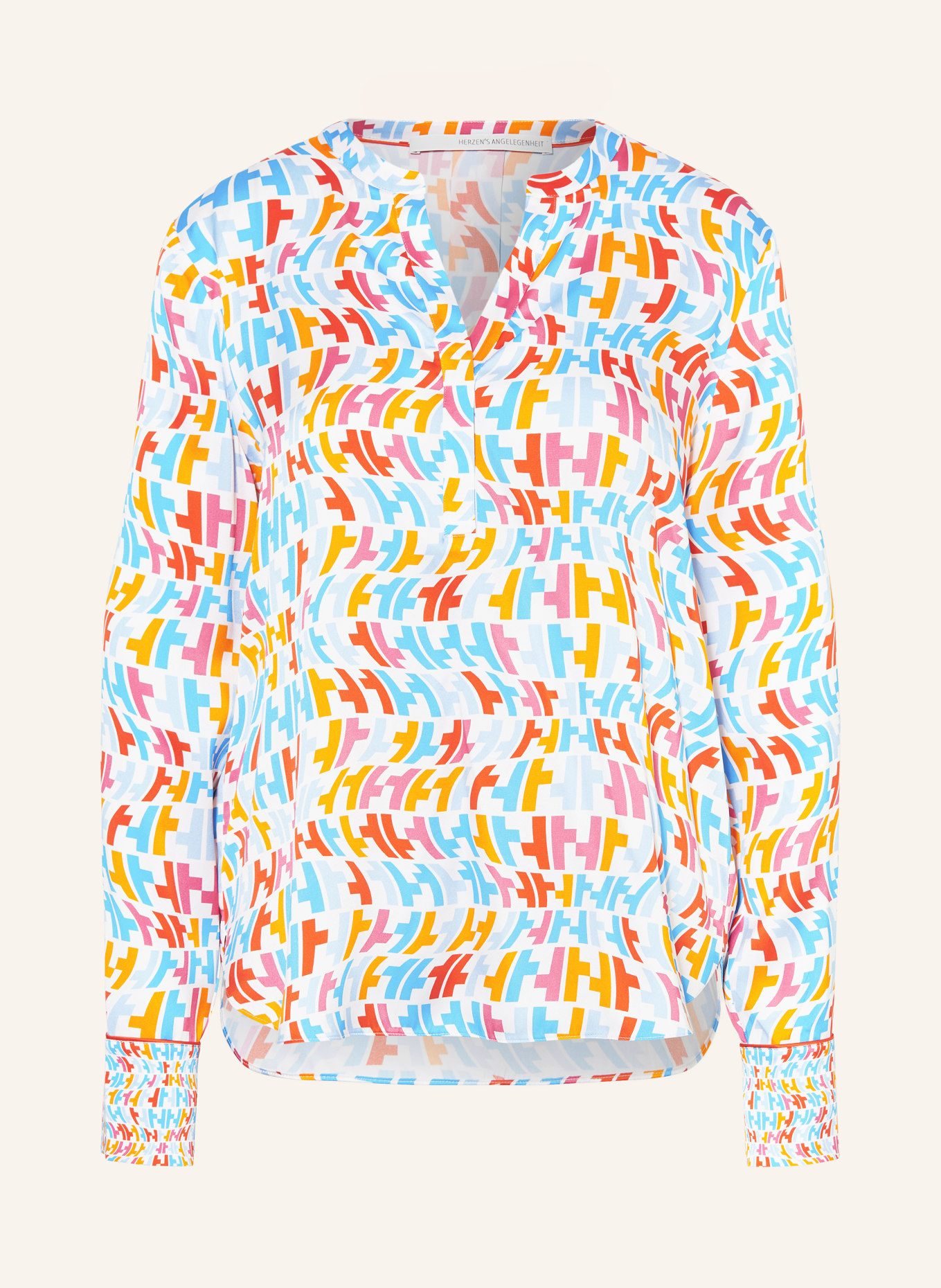HERZEN'S ANGELEGENHEIT Shirt blouse in silk, Color: TURQUOISE/ DARK YELLOW/ ORANGE (Image 1)