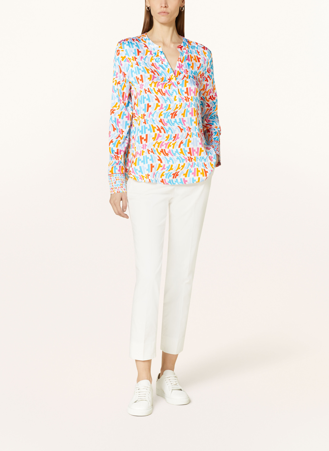 HERZEN'S ANGELEGENHEIT Shirt blouse in silk, Color: TURQUOISE/ DARK YELLOW/ ORANGE (Image 2)