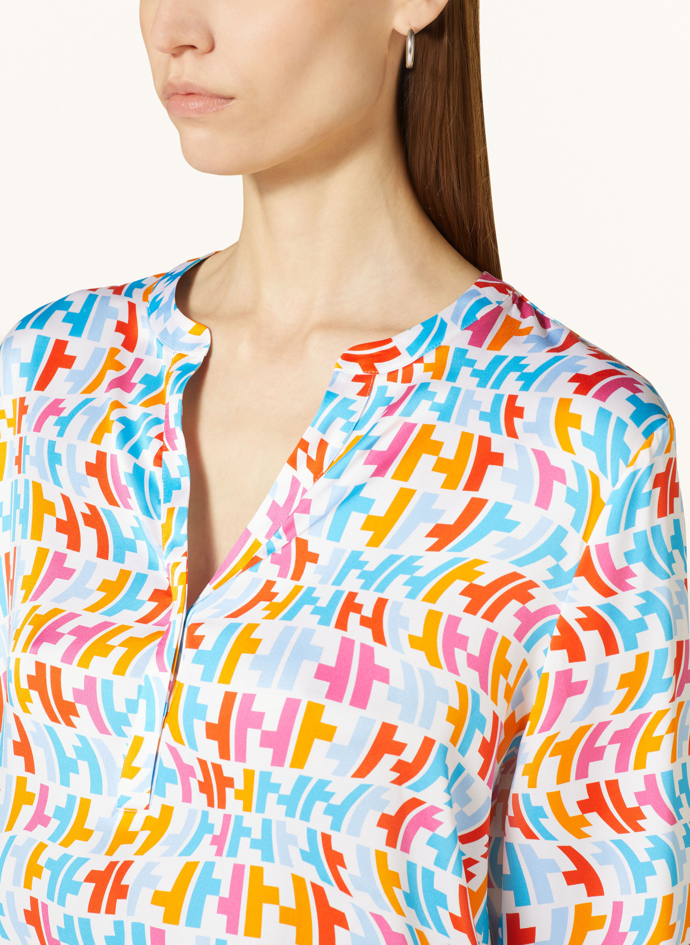 HERZEN'S ANGELEGENHEIT Shirt blouse in silk, Color: TURQUOISE/ DARK YELLOW/ ORANGE (Image 4)