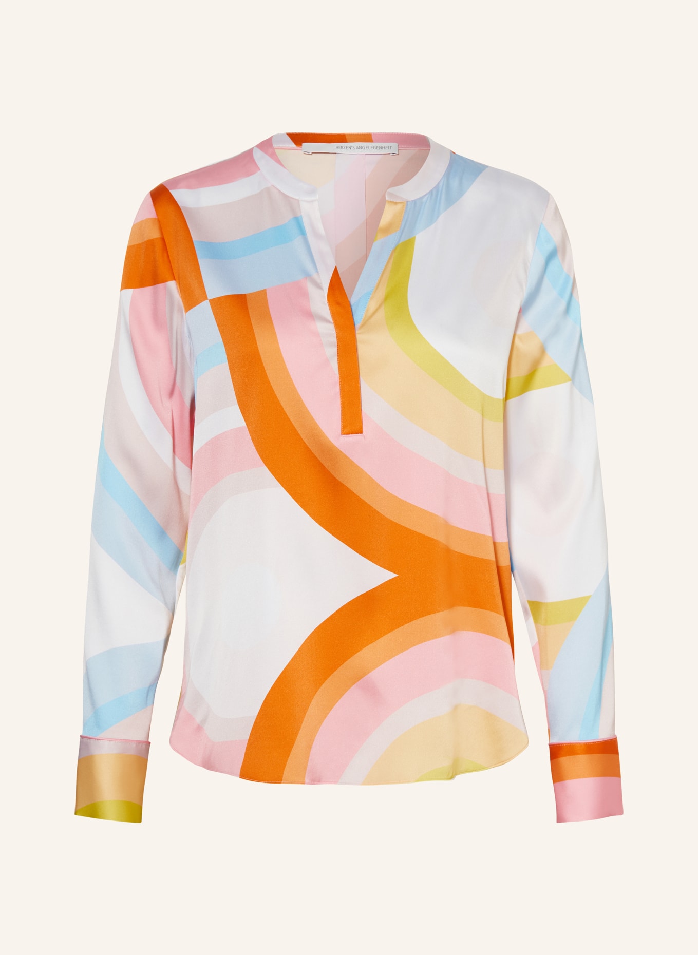 HERZEN'S ANGELEGENHEIT Shirt blouse in silk, Color: WHITE/ YELLOW/ PINK (Image 1)