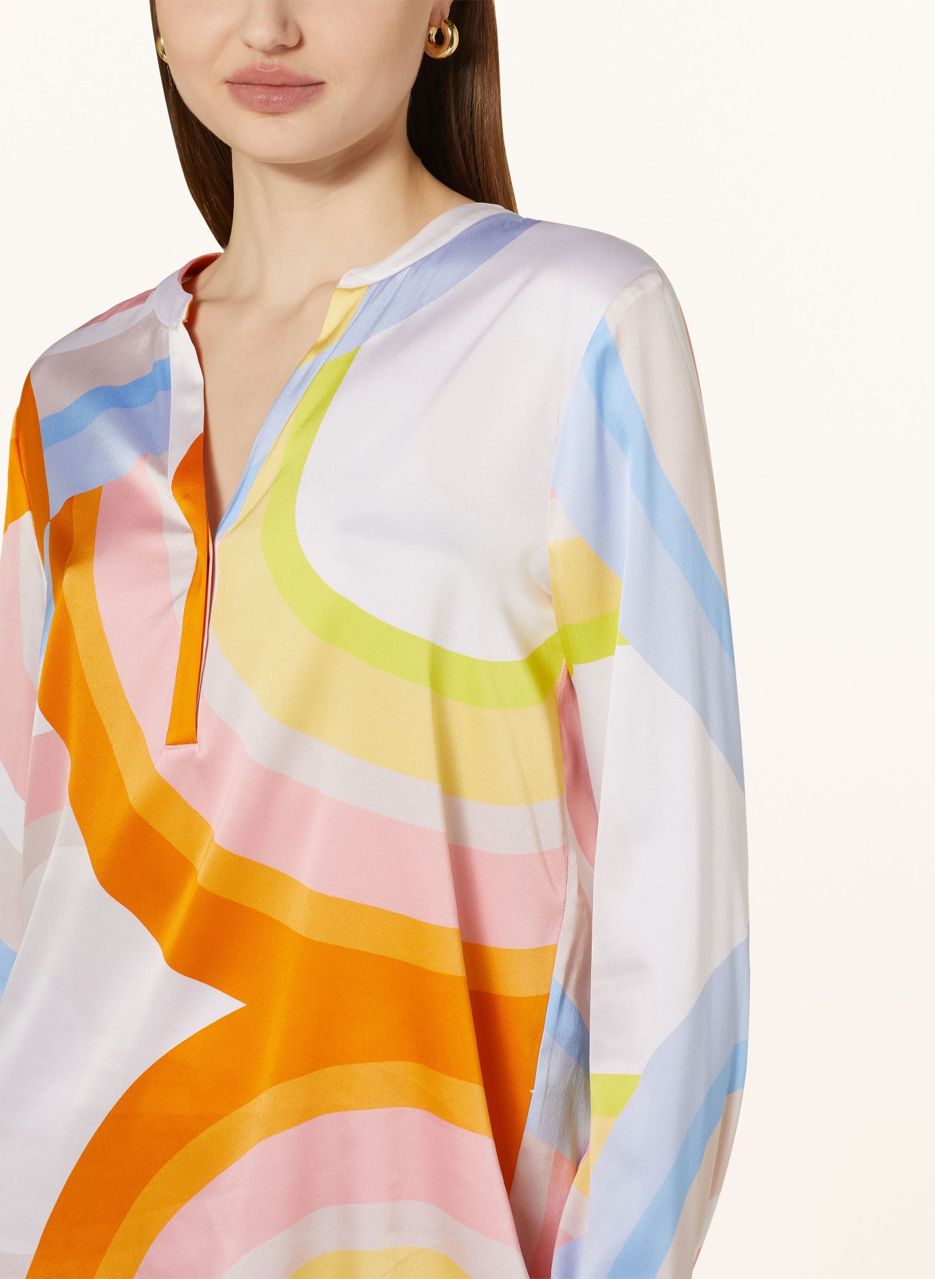 HERZEN'S ANGELEGENHEIT Shirt blouse in silk, Color: WHITE/ YELLOW/ PINK (Image 4)