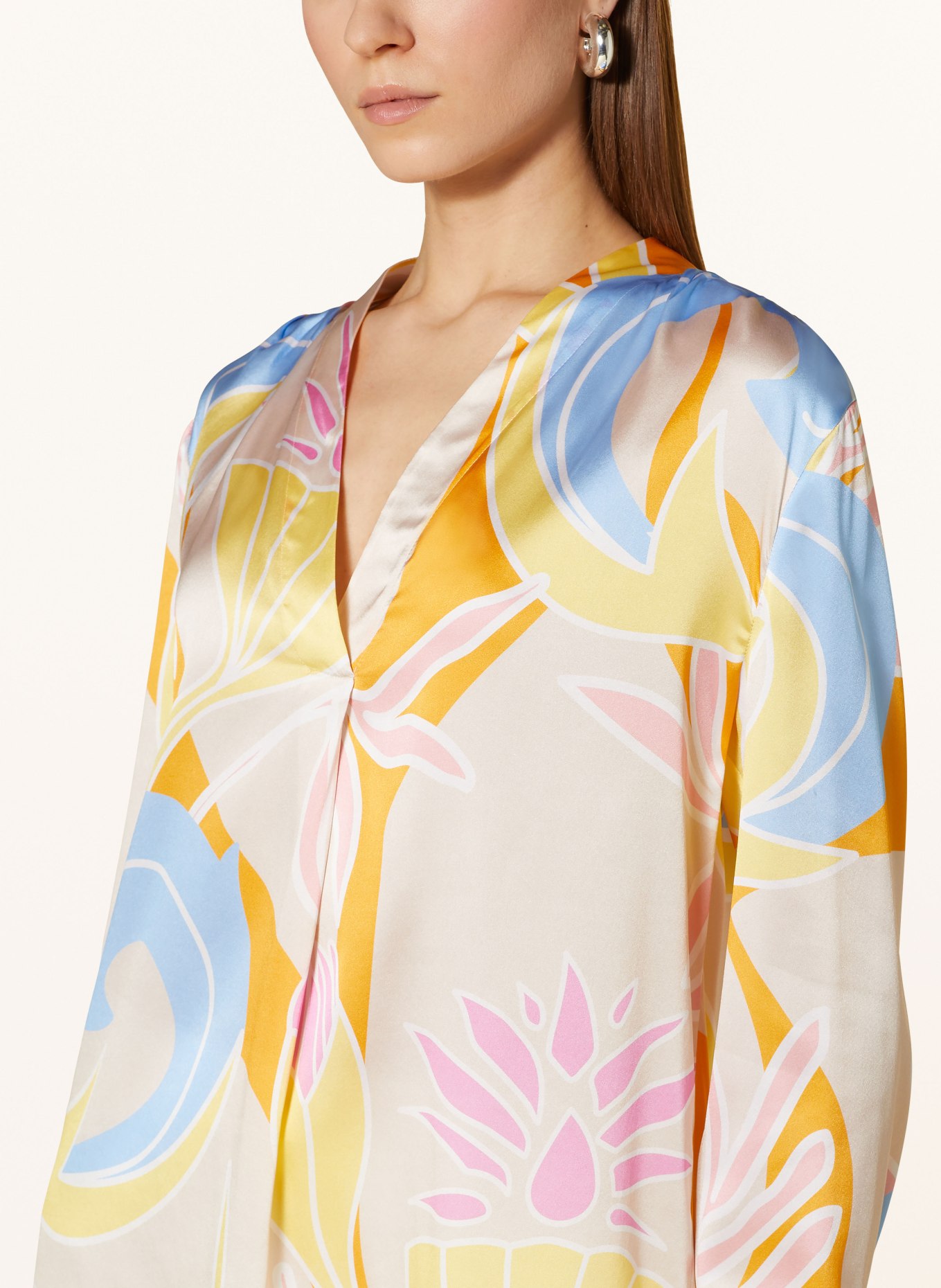 HERZEN'S ANGELEGENHEIT Shirt blouse in silk, Color: ORANGE/ LIGHT BLUE/ YELLOW (Image 4)