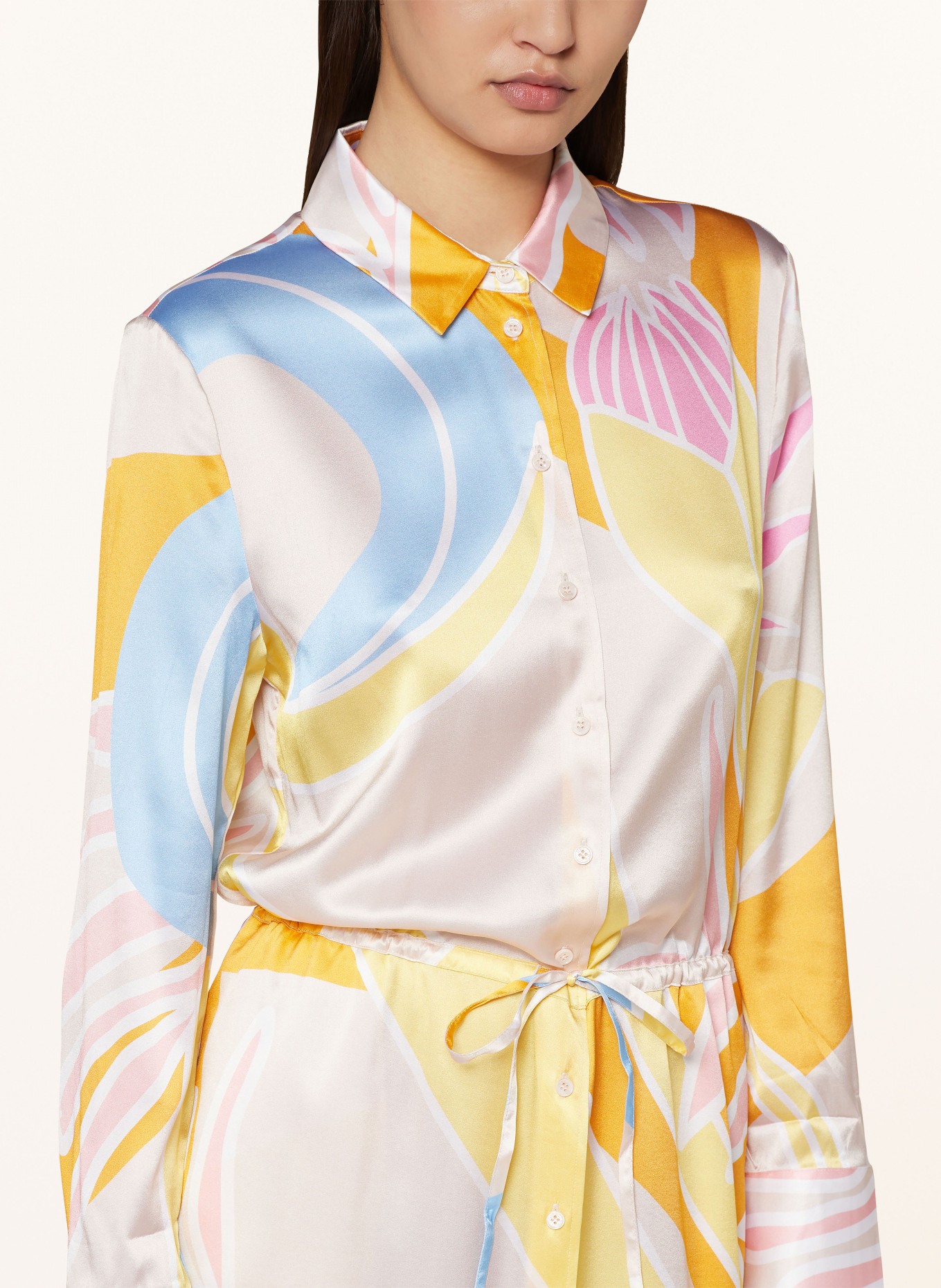 HERZEN'S ANGELEGENHEIT Sukienka koszulowa z jedwabiu, Kolor: KREMOWY/ RÓŻOWY/ POMARAŃCZOWY (Obrazek 4)
