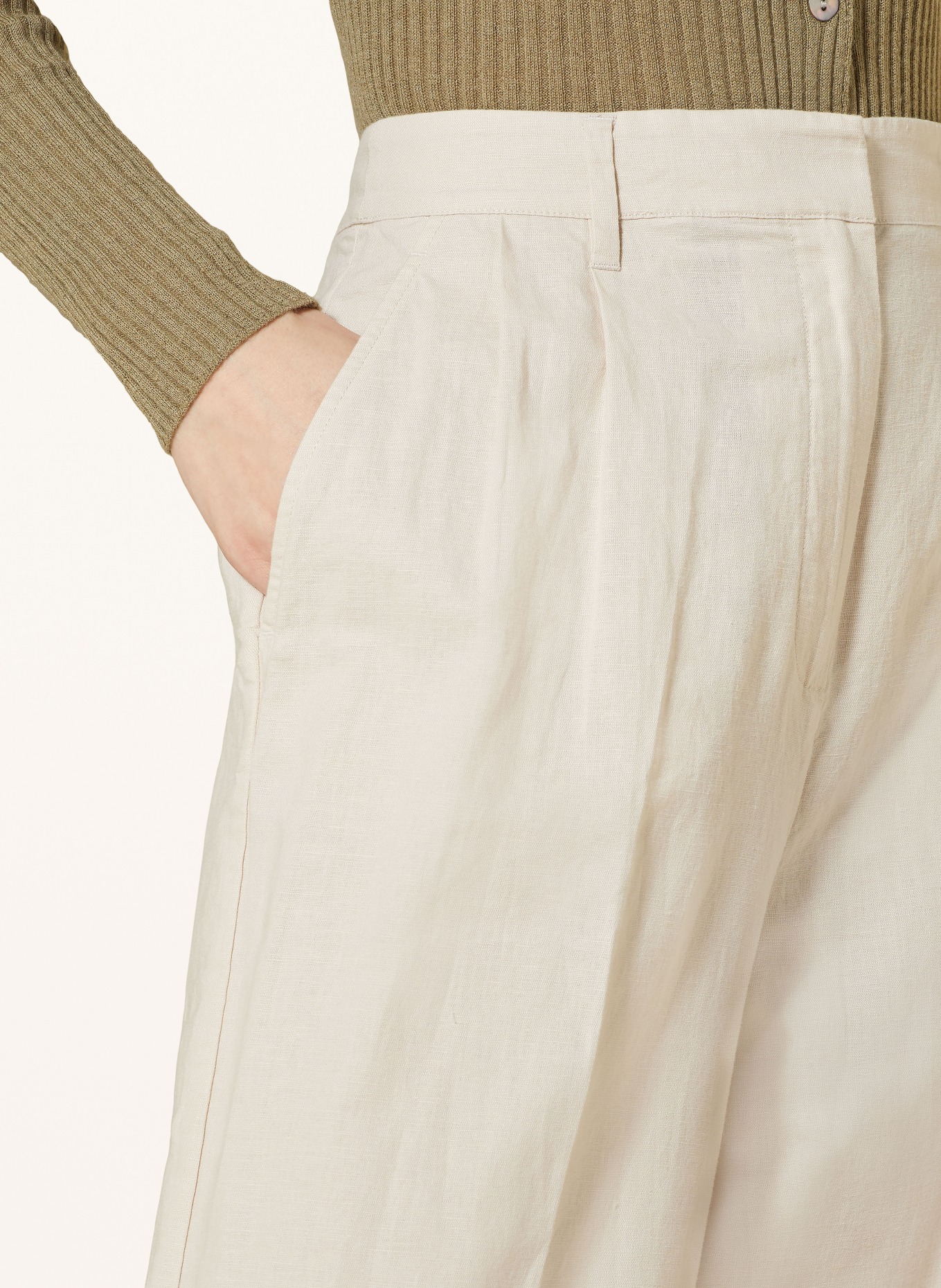 HERZEN'S ANGELEGENHEIT Spodnie marlena z dodatkiem lnu, Kolor: KREMOWY (Obrazek 5)