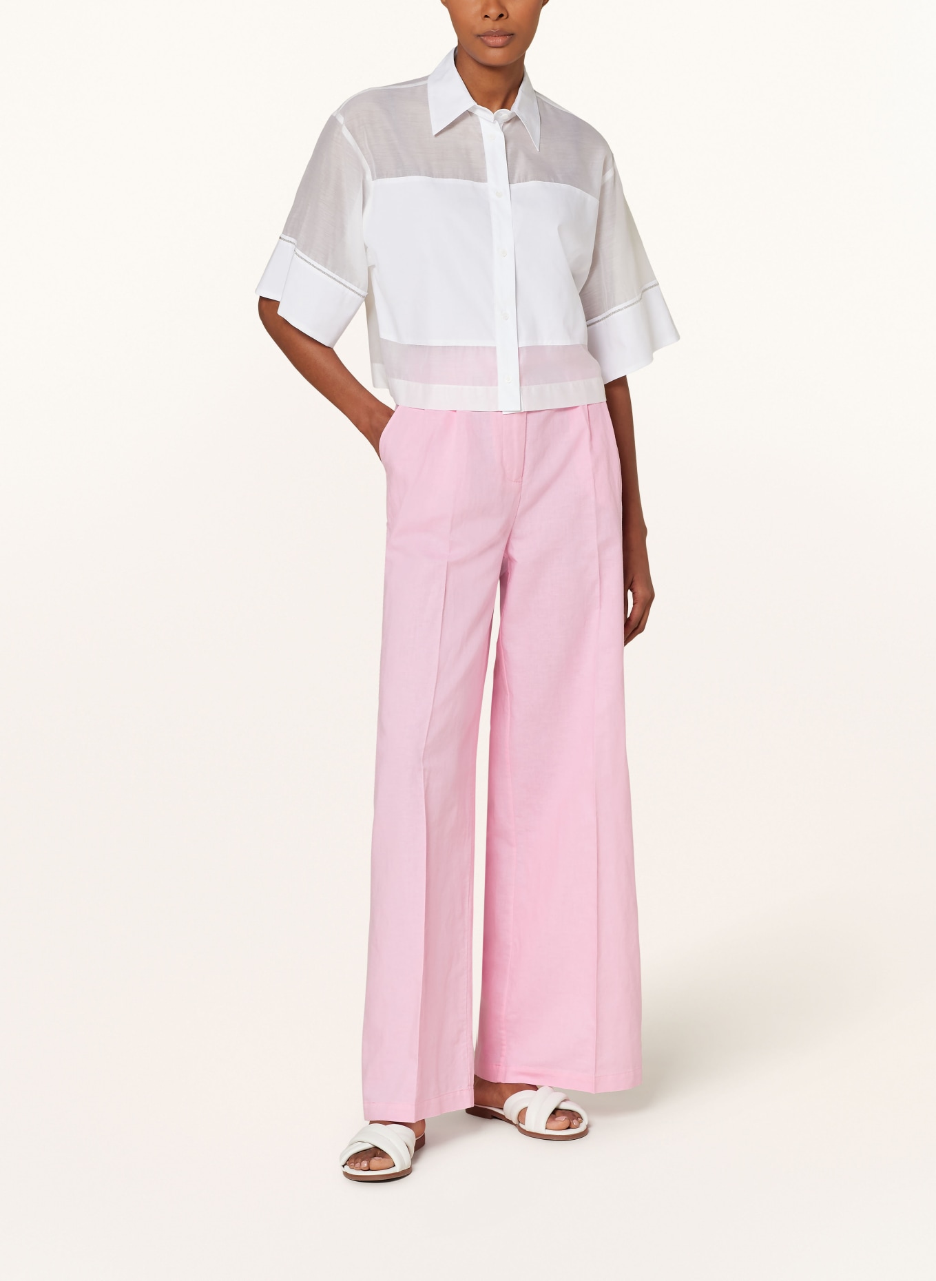 HERZEN'S ANGELEGENHEIT Wide leg trousers with linen, Color: PINK (Image 2)