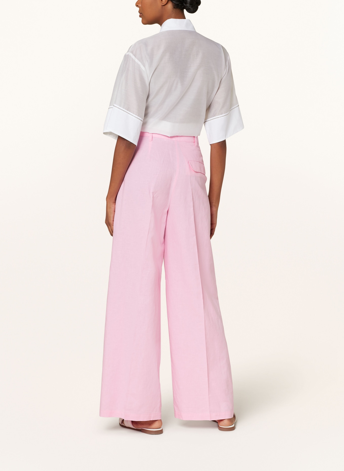 HERZEN'S ANGELEGENHEIT Wide leg trousers with linen, Color: PINK (Image 3)